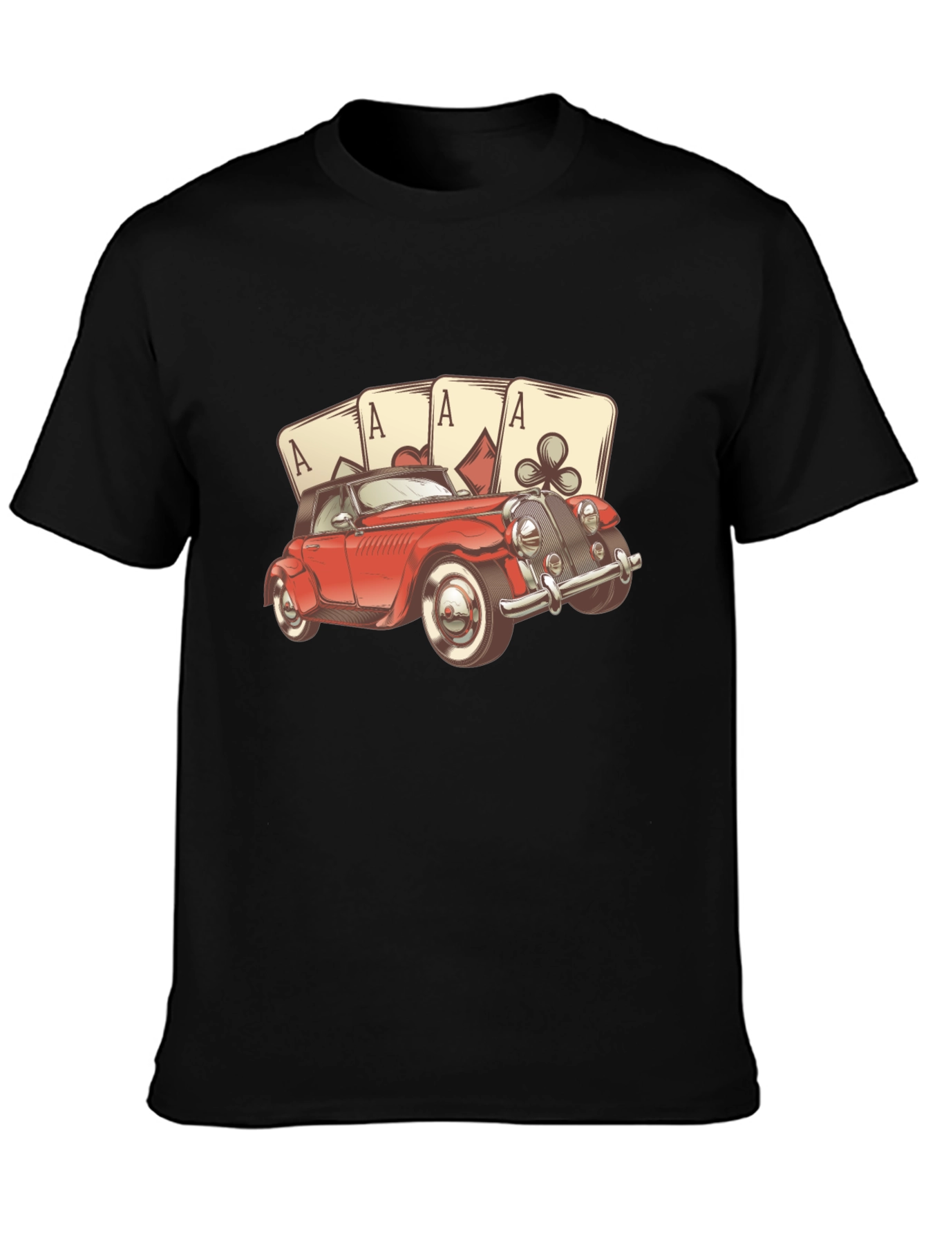 Ace Card Red Car Graphic T-Shirt