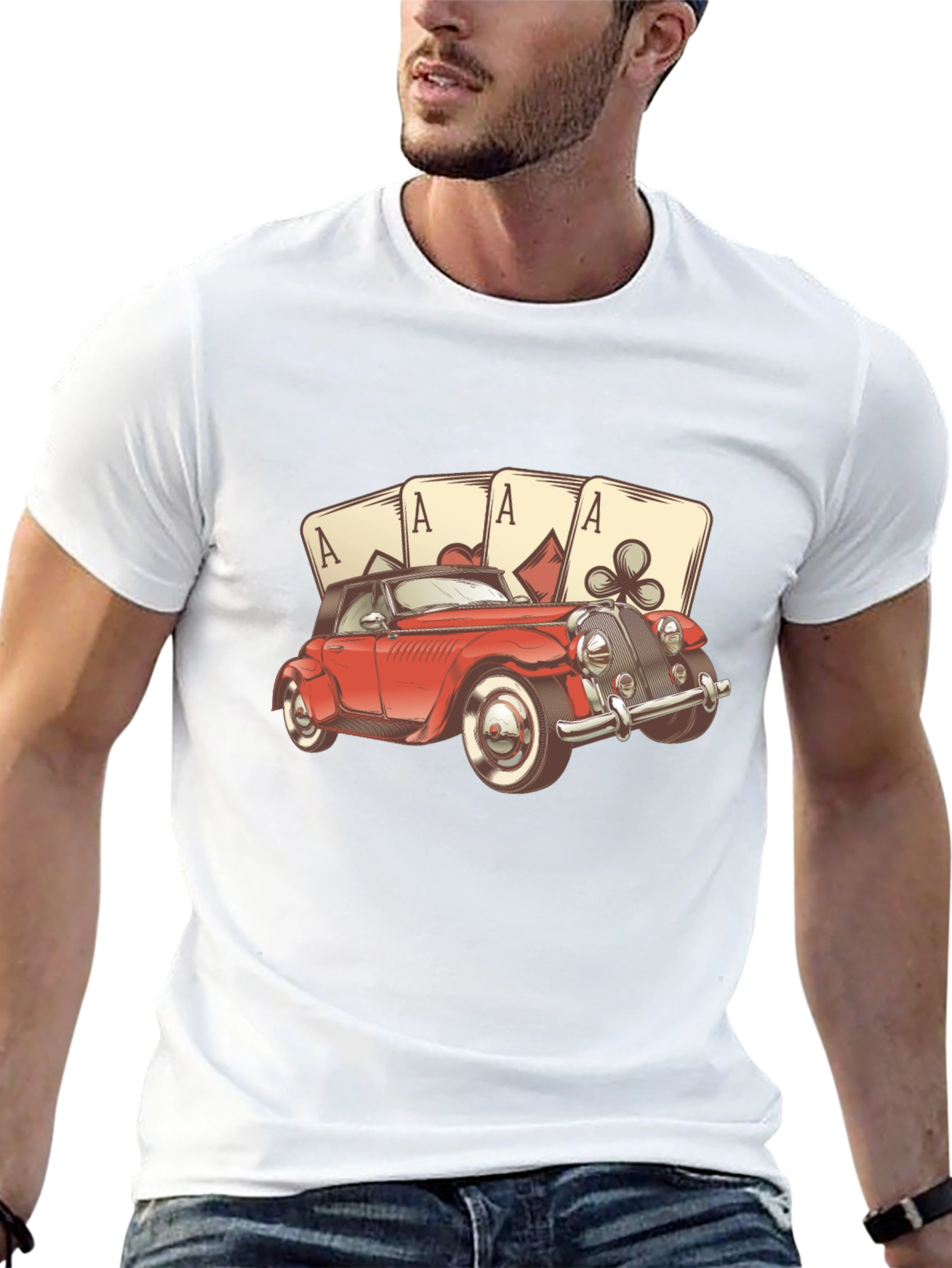 Ace Card Red Car Graphic T-Shirt
