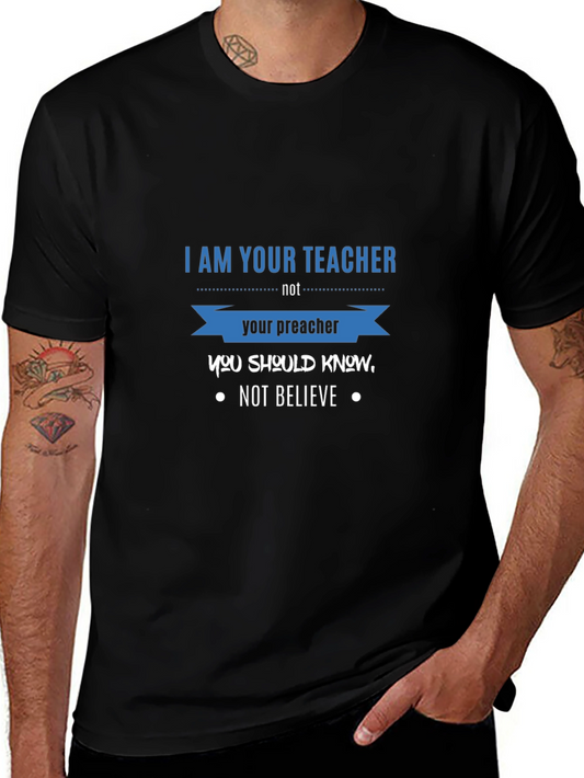 Teacher Not Preacher Black Graphic T-Shirt