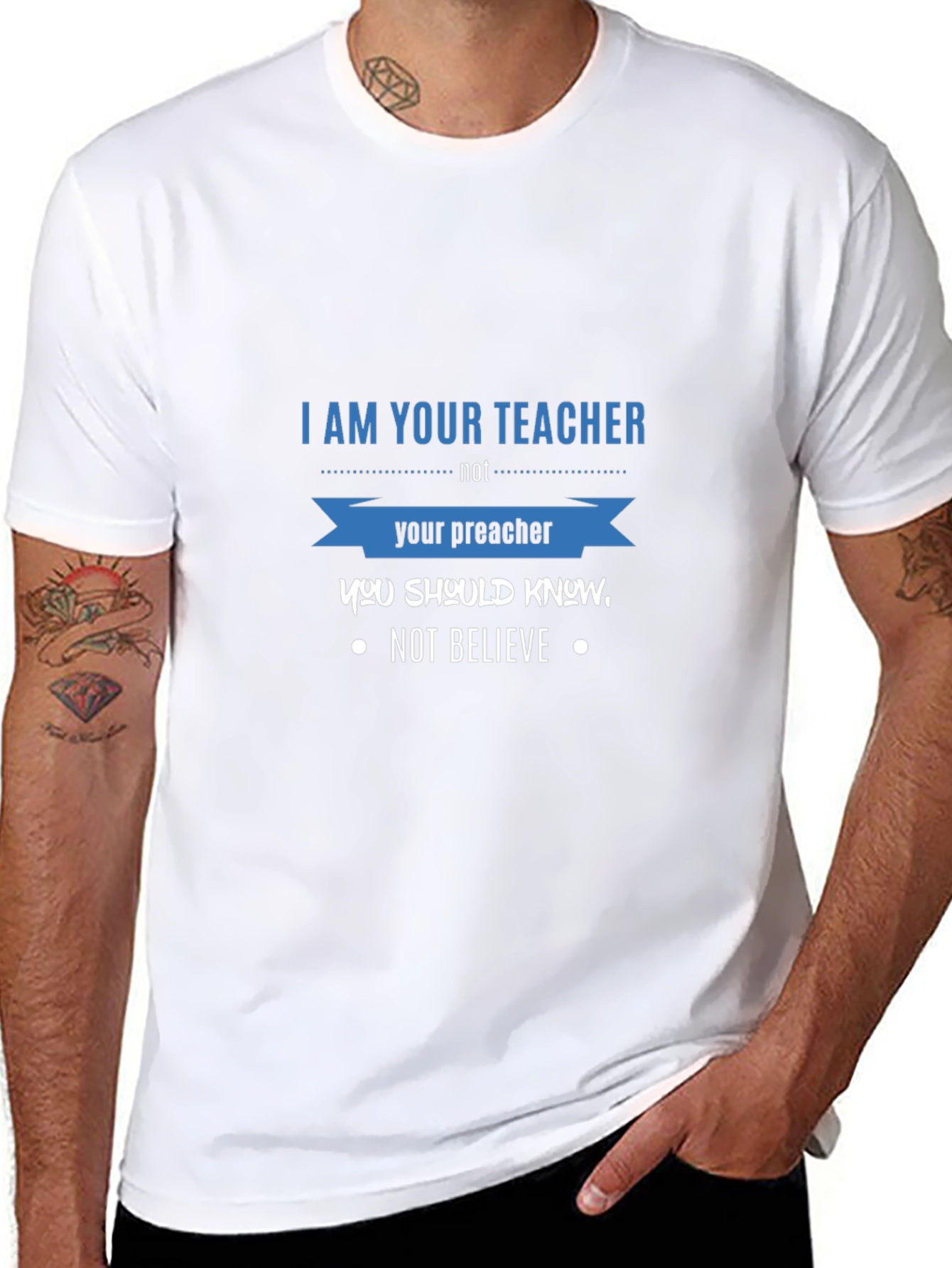 Teacher Not Preacher Black Graphic T-Shirt
