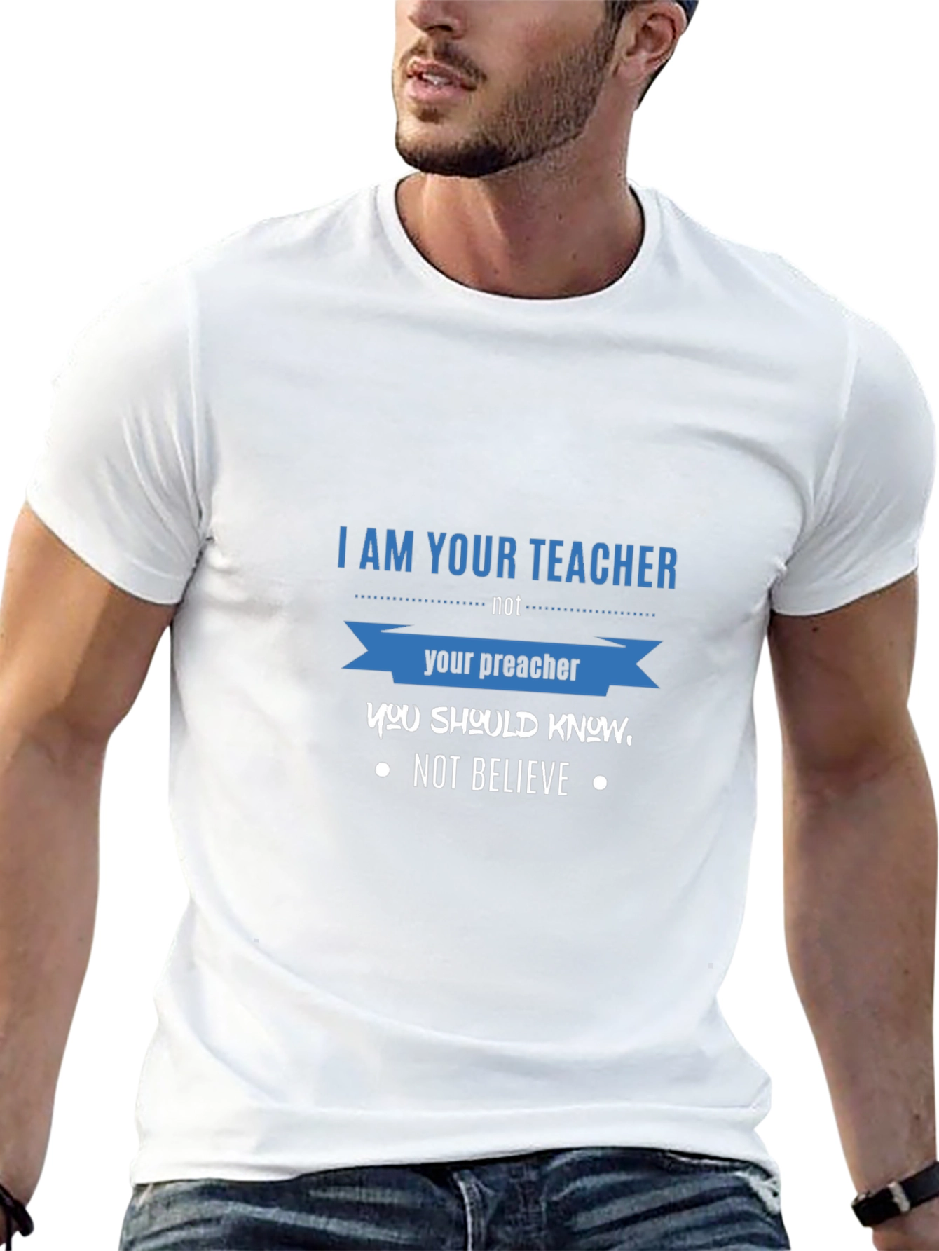Teacher Not Preacher Black Graphic T-Shirt