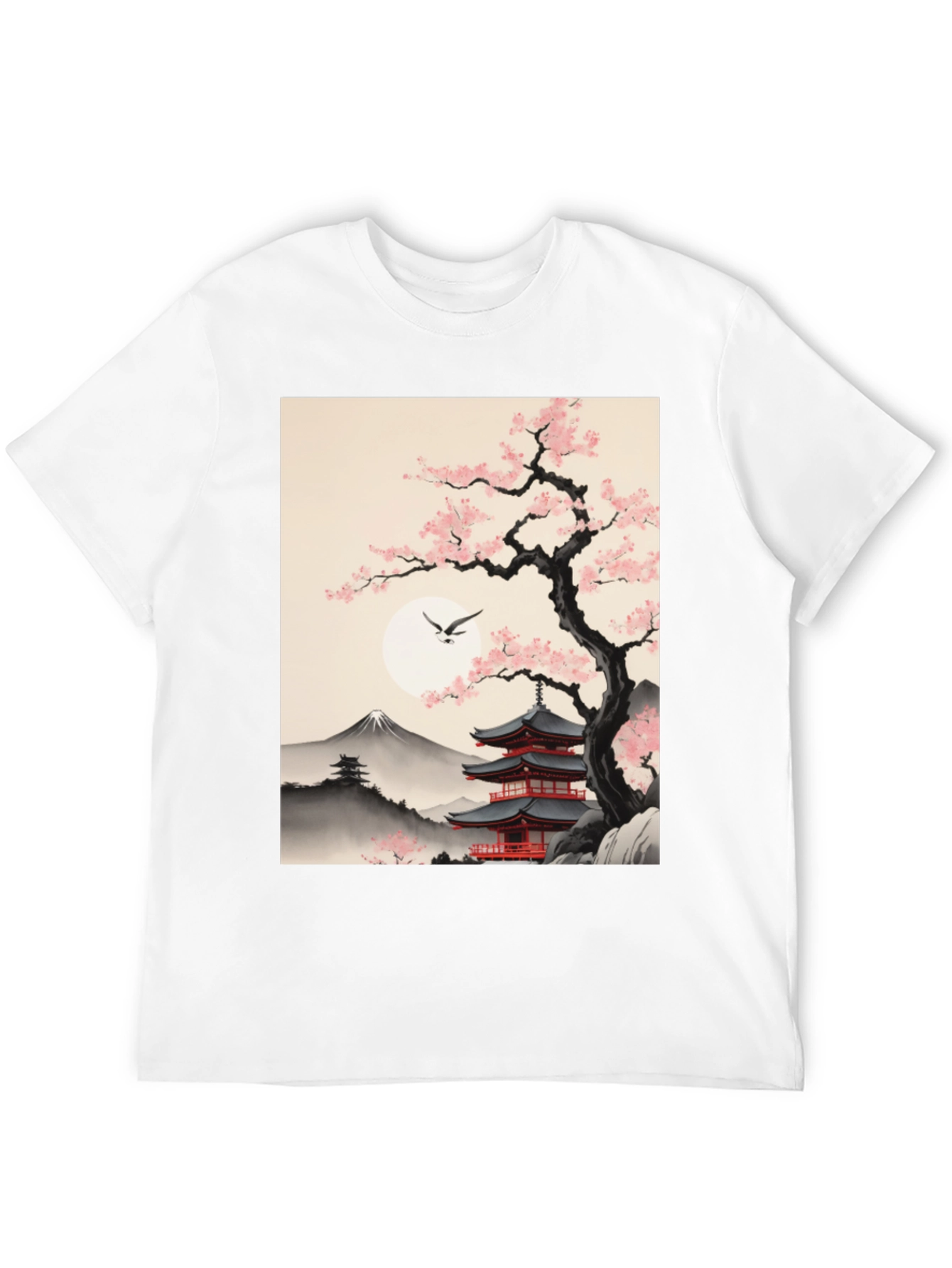 Japanese Pagoda & Cherry Blossom T-Shirt