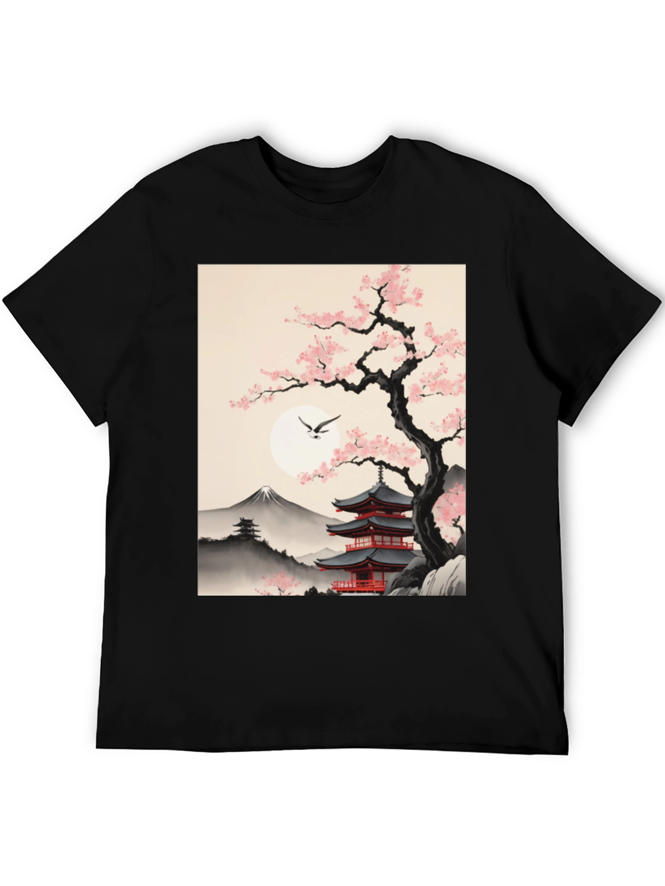 Japanese Pagoda & Cherry Blossom T-Shirt
