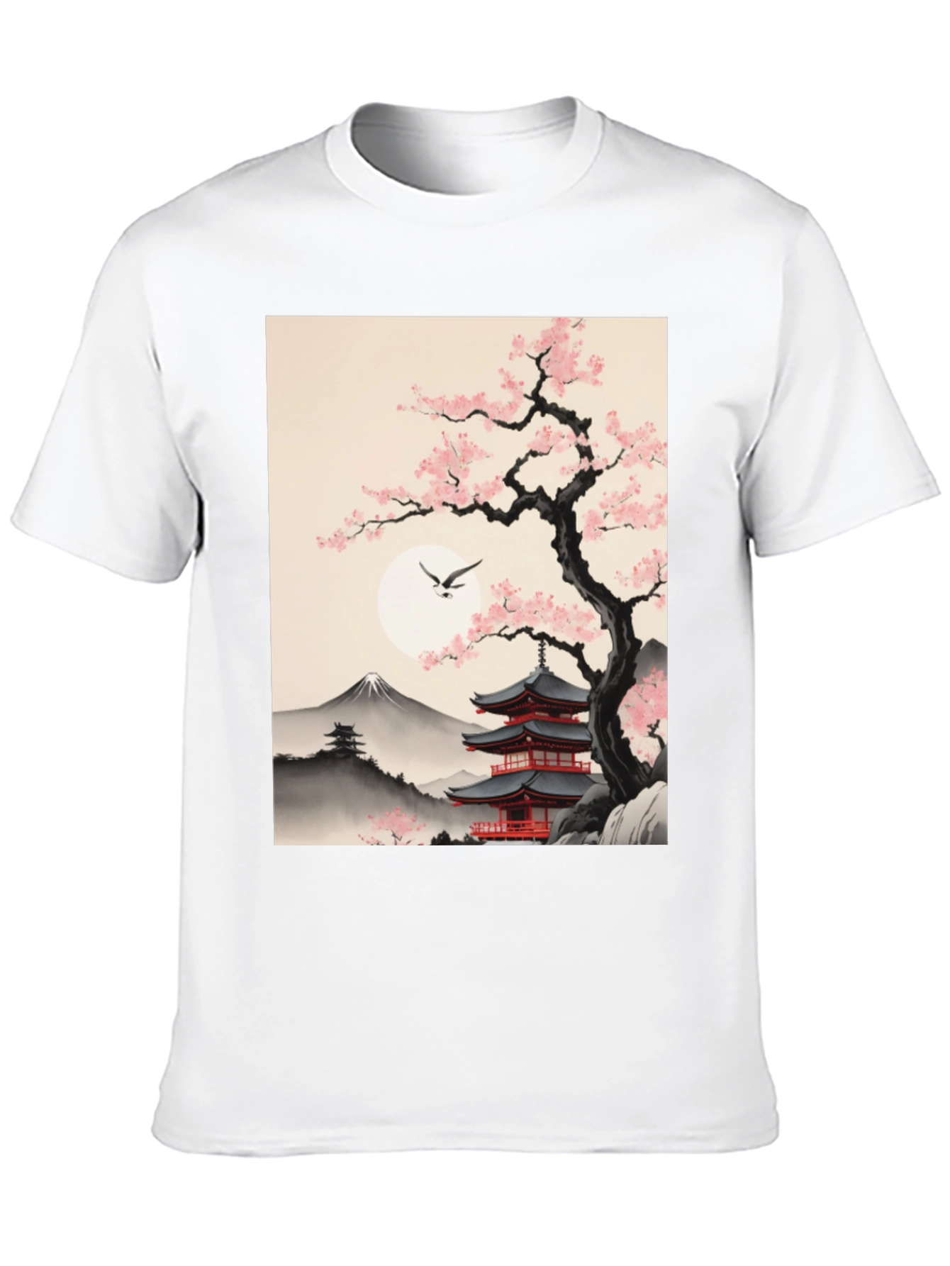 Japanese Pagoda & Cherry Blossom T-Shirt