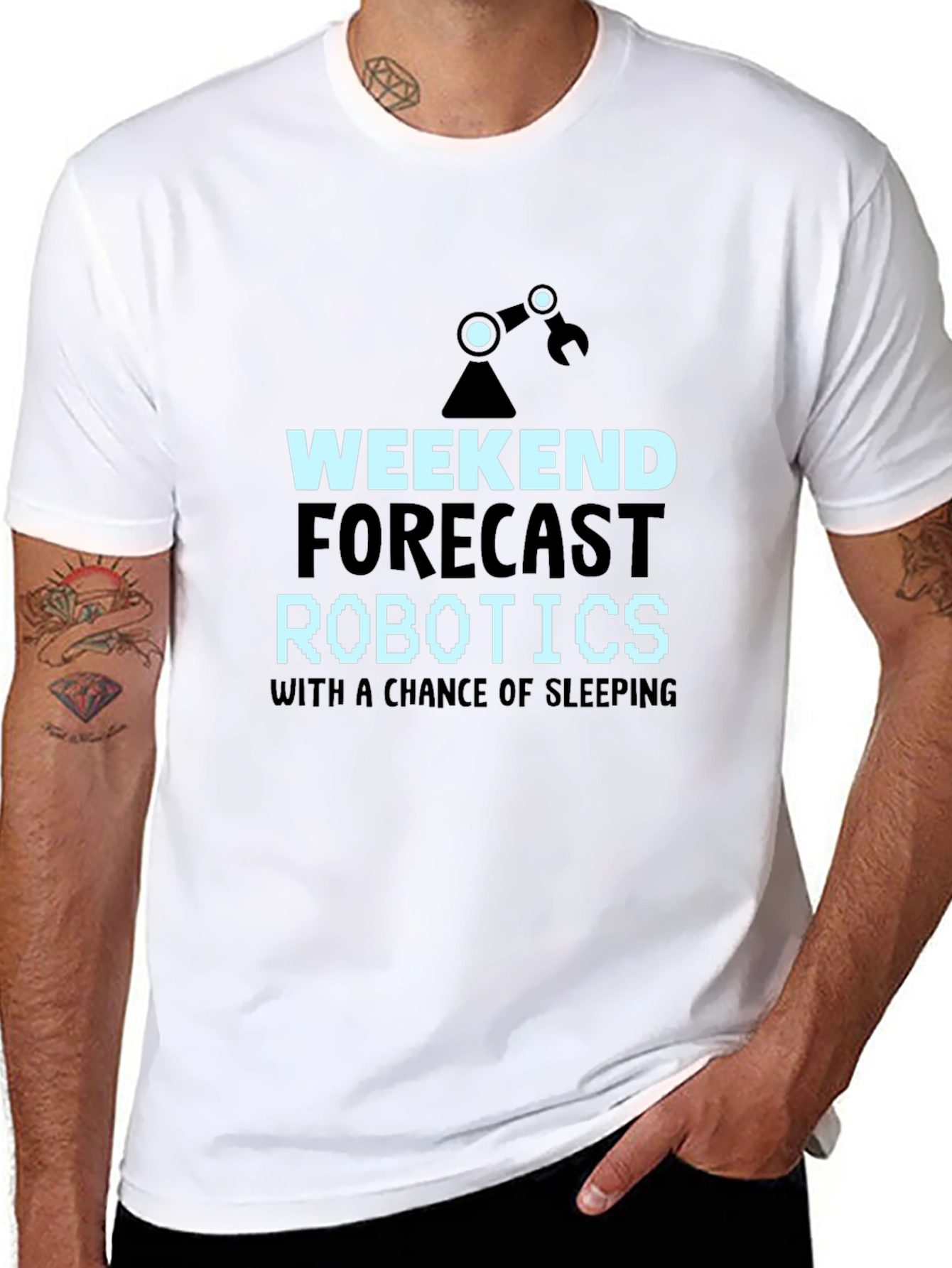 Weekend Robotics T-Shirt - Funny Robotics Forecast Tee
