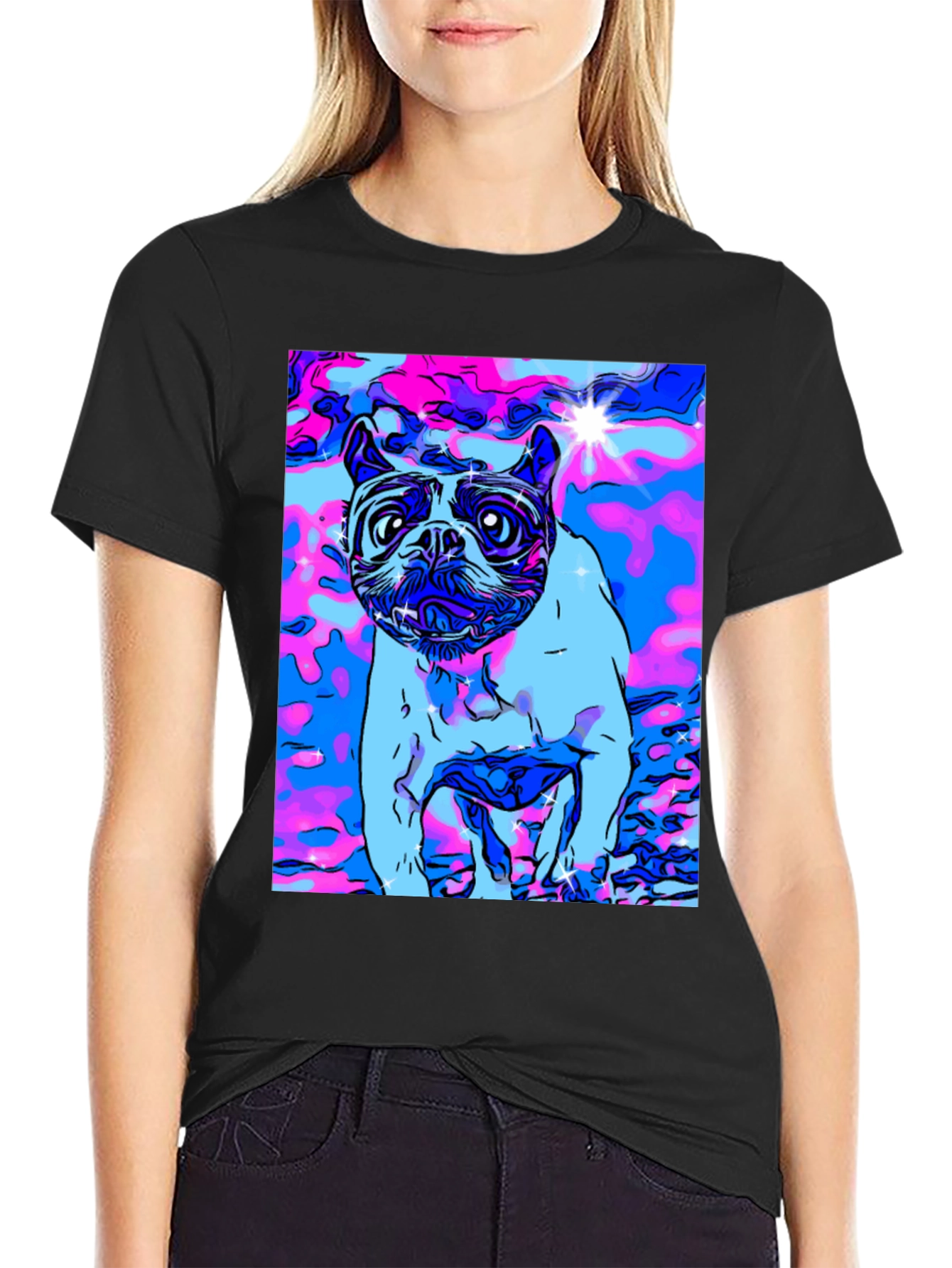 Psychedelic Dog Graphic T-Shirt
