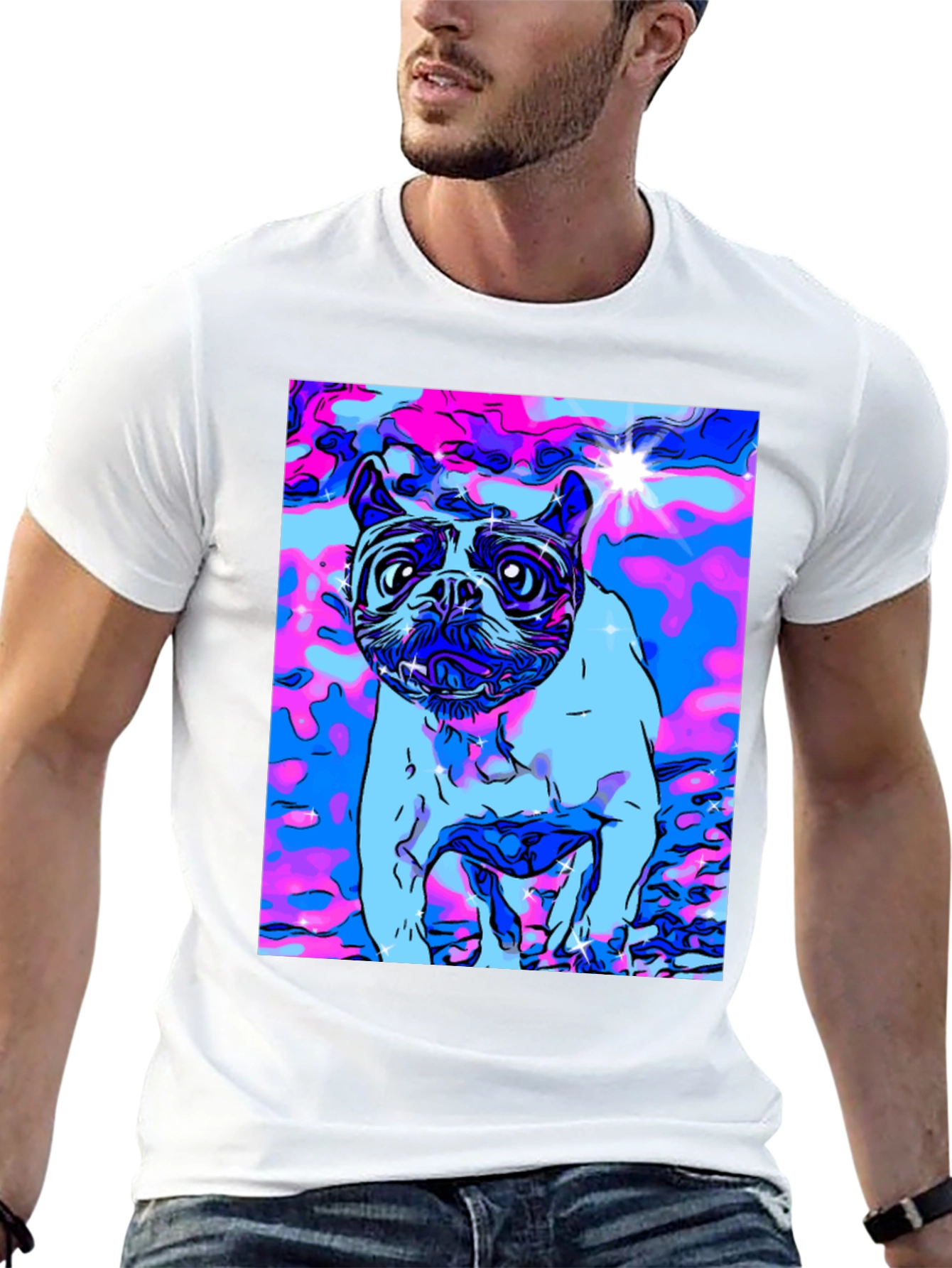 Psychedelic Dog Graphic T-Shirt