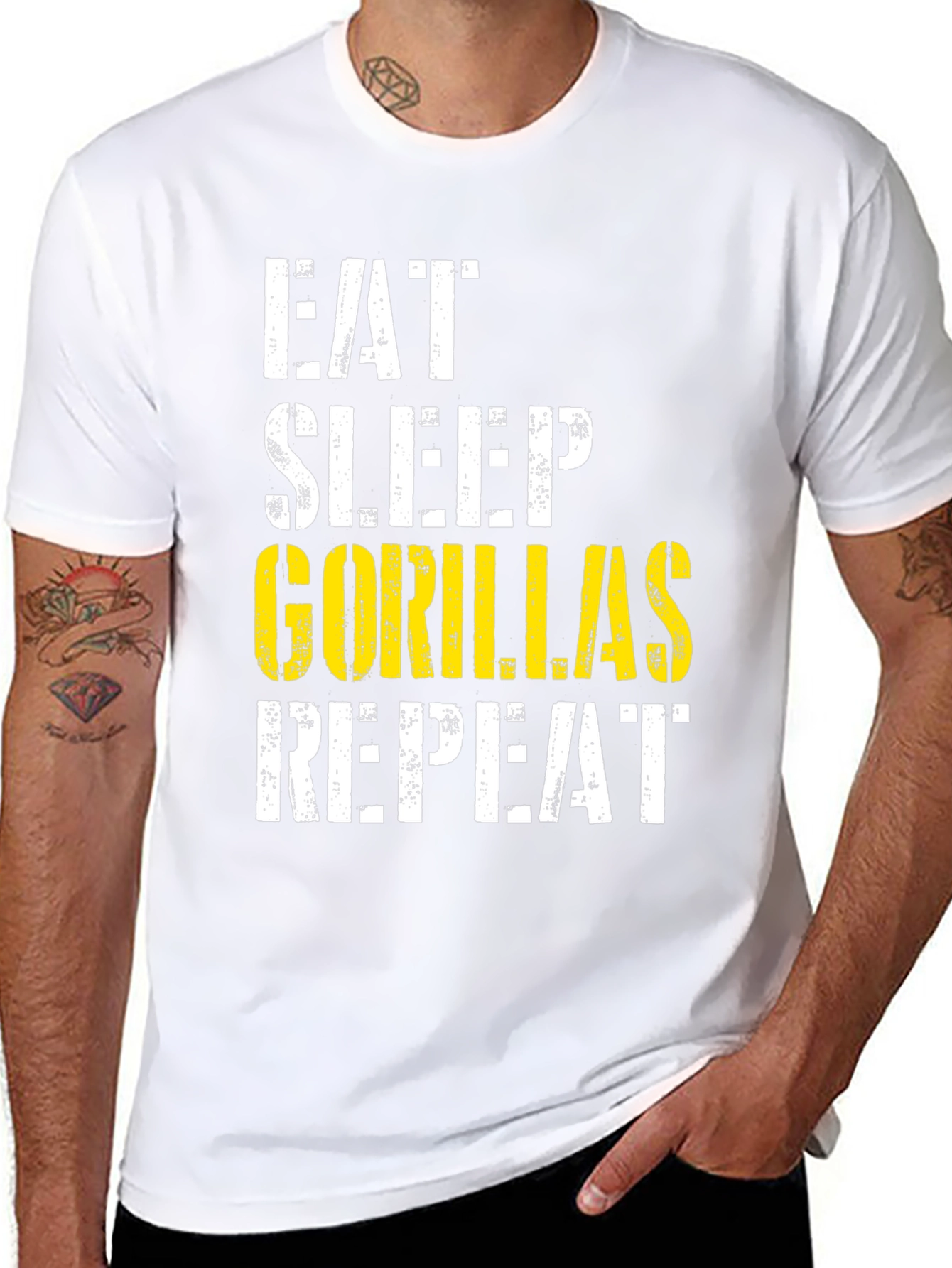 Eat Sleep Gorillas Repeat Black Graphic Tee