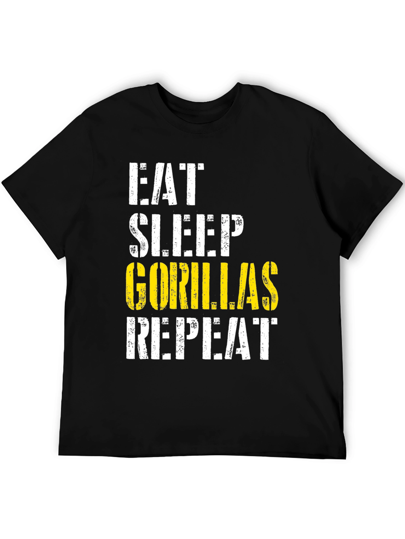 Eat Sleep Gorillas Repeat Black Graphic Tee