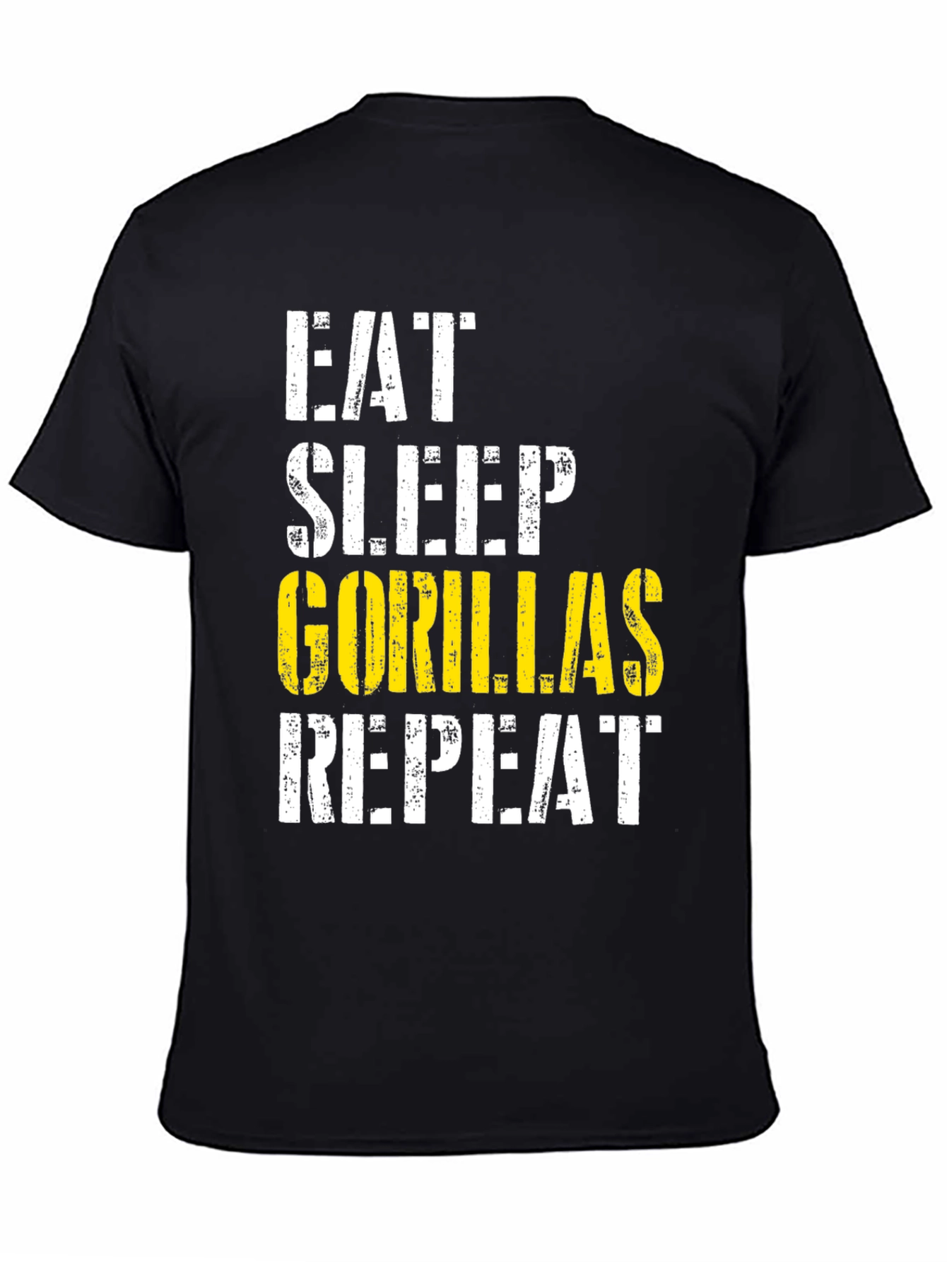 Eat Sleep Gorillas Repeat Black Graphic Tee