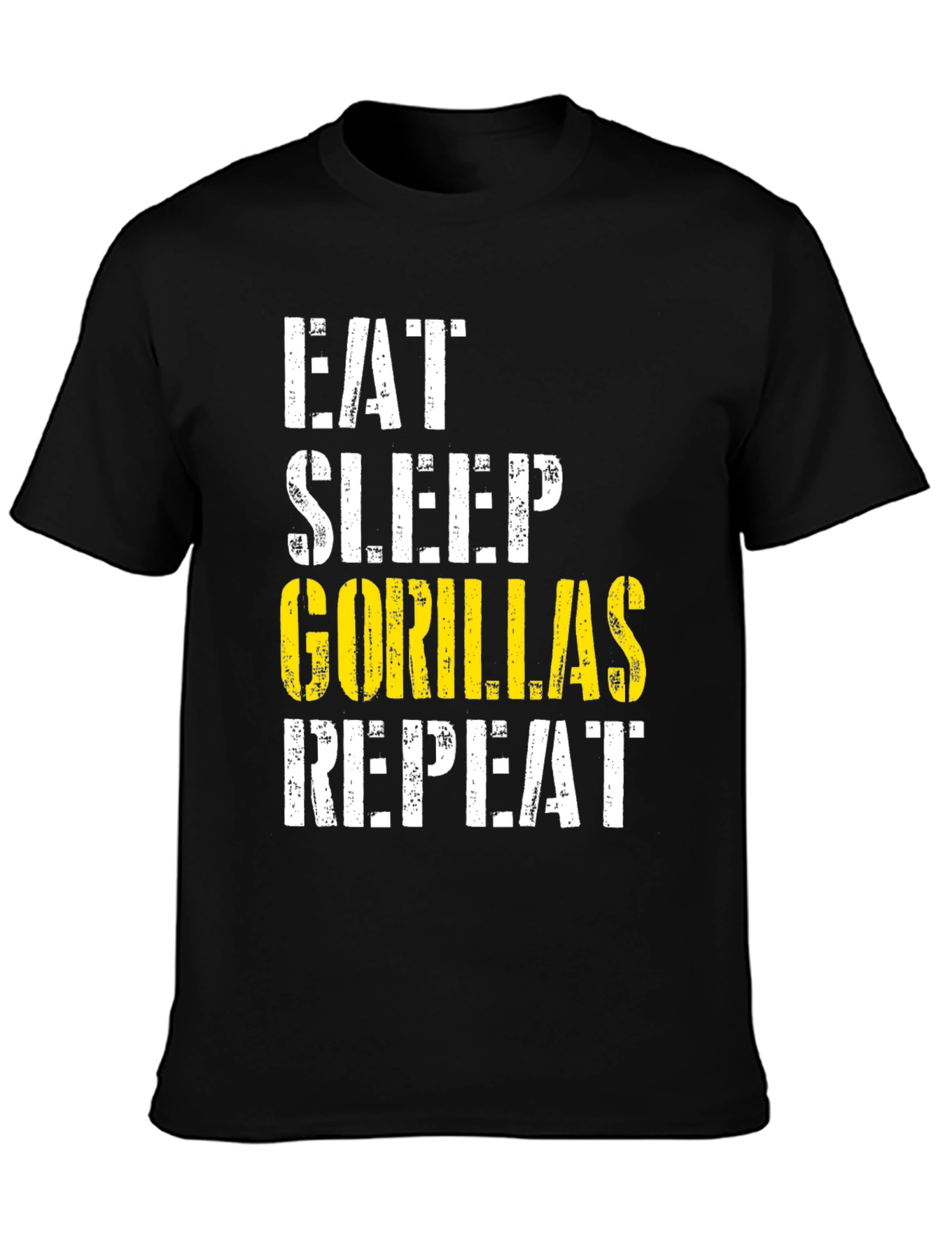 Eat Sleep Gorillas Repeat Black Graphic Tee