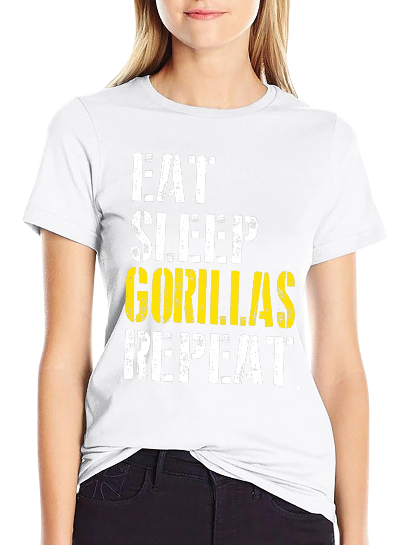 Eat Sleep Gorillas Repeat Black Graphic Tee