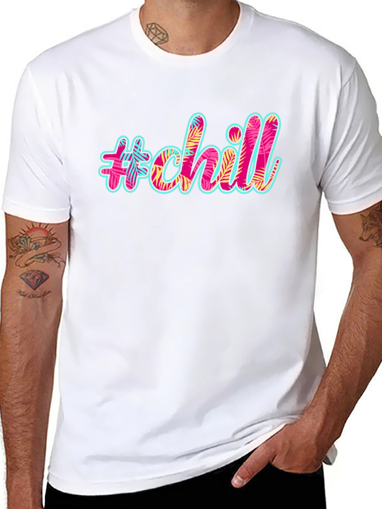 #chill Graphic Print Black T-Shirt