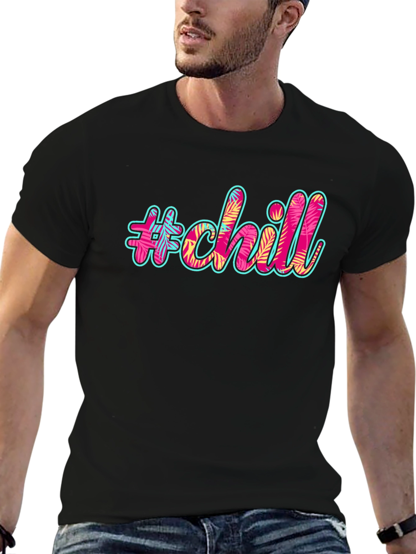 #chill Graphic Print Black T-Shirt