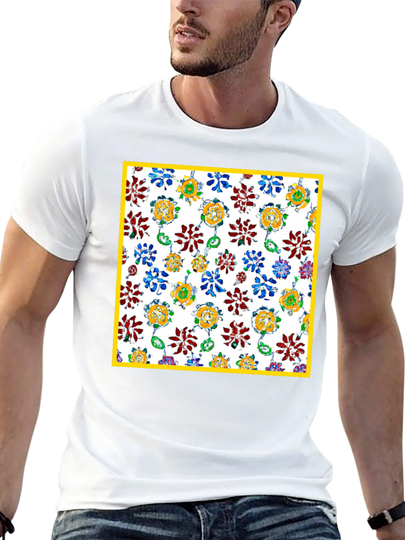Floral Pattern Graphic Tee - Unique Print