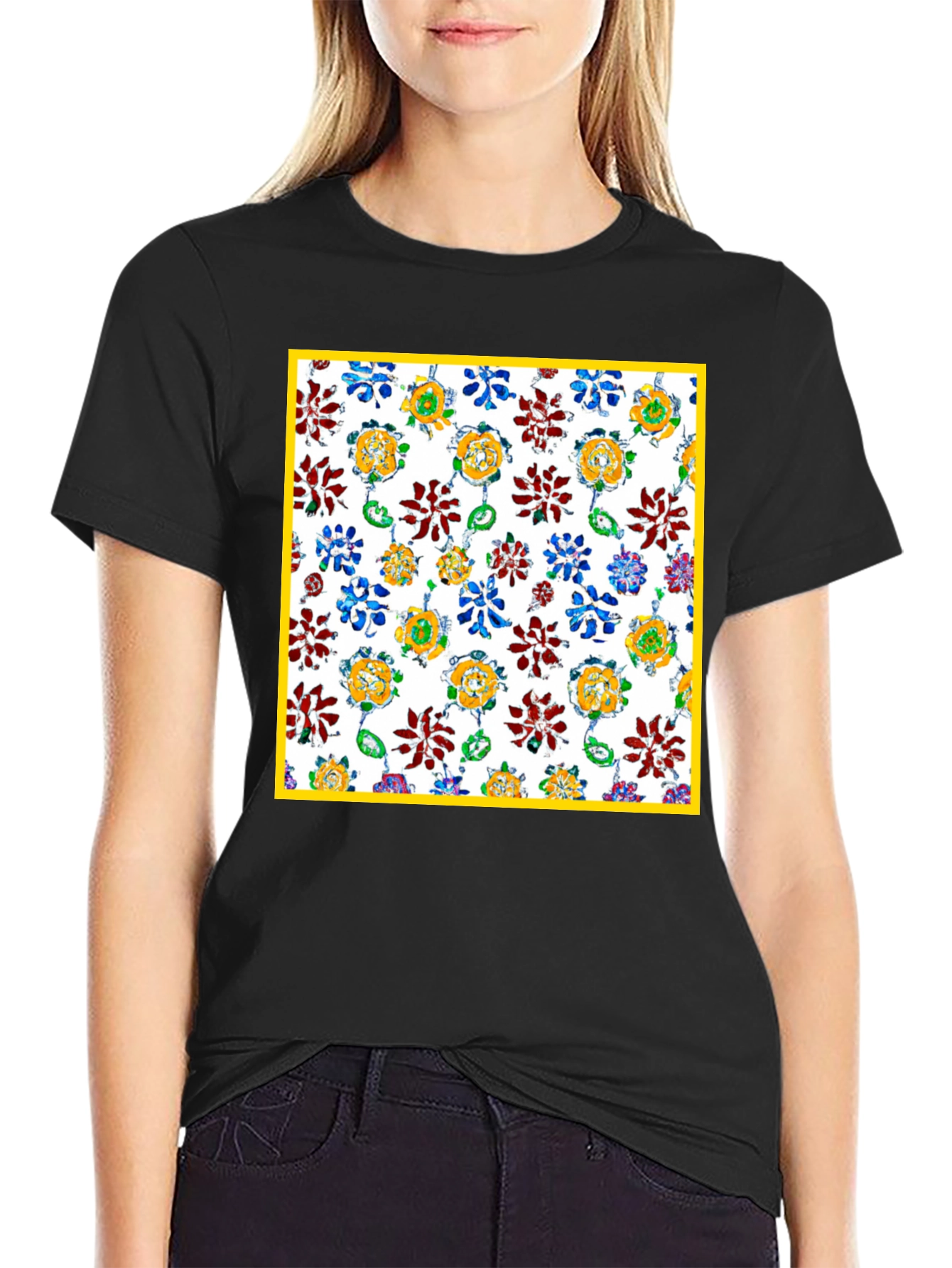Floral Pattern Graphic Tee - Unique Print