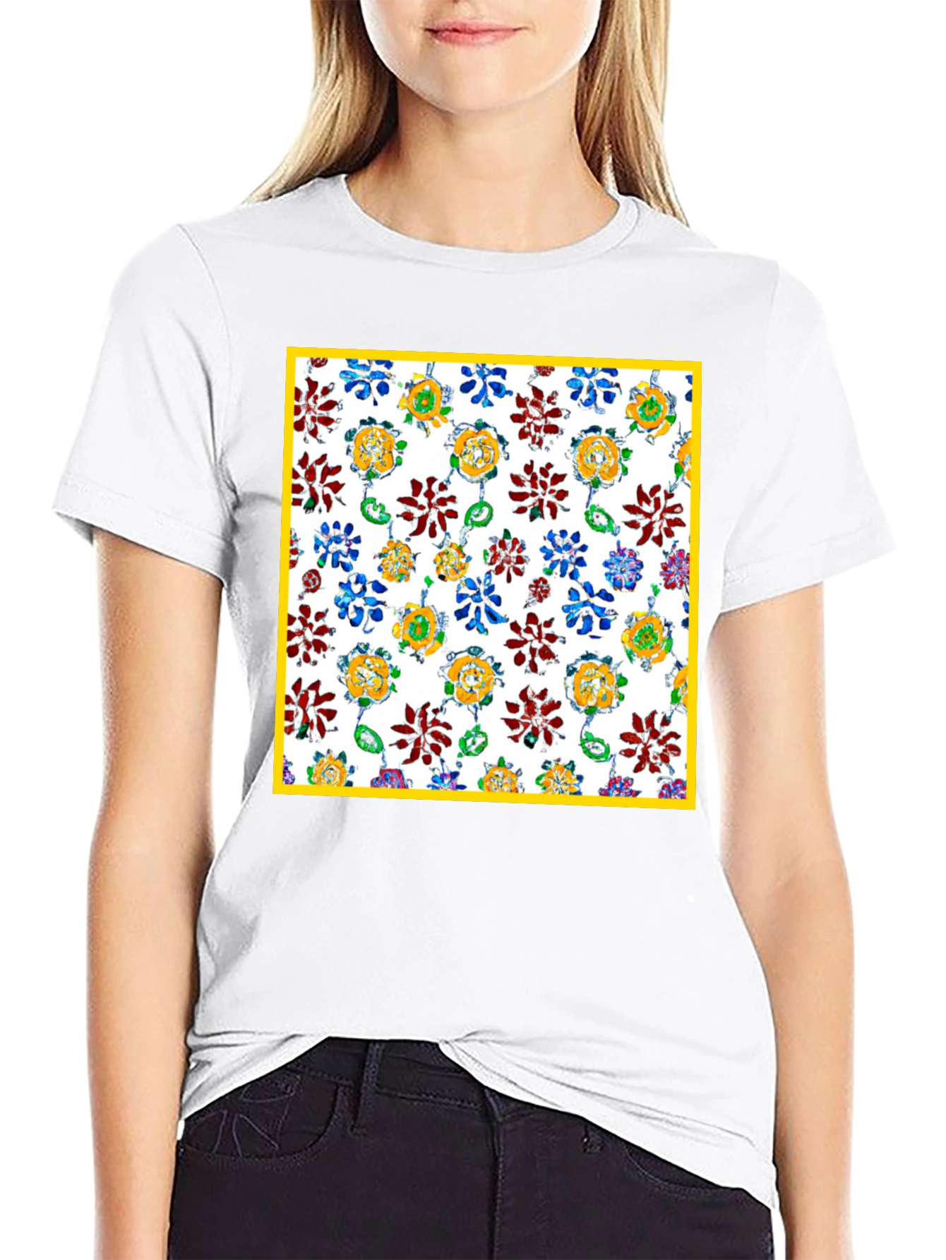 Floral Pattern Graphic Tee - Unique Print
