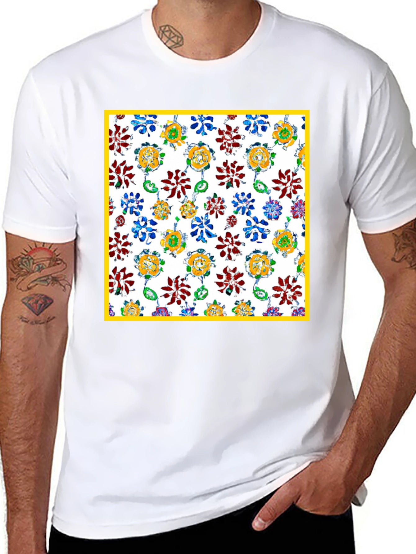 Floral Pattern Graphic Tee - Unique Print