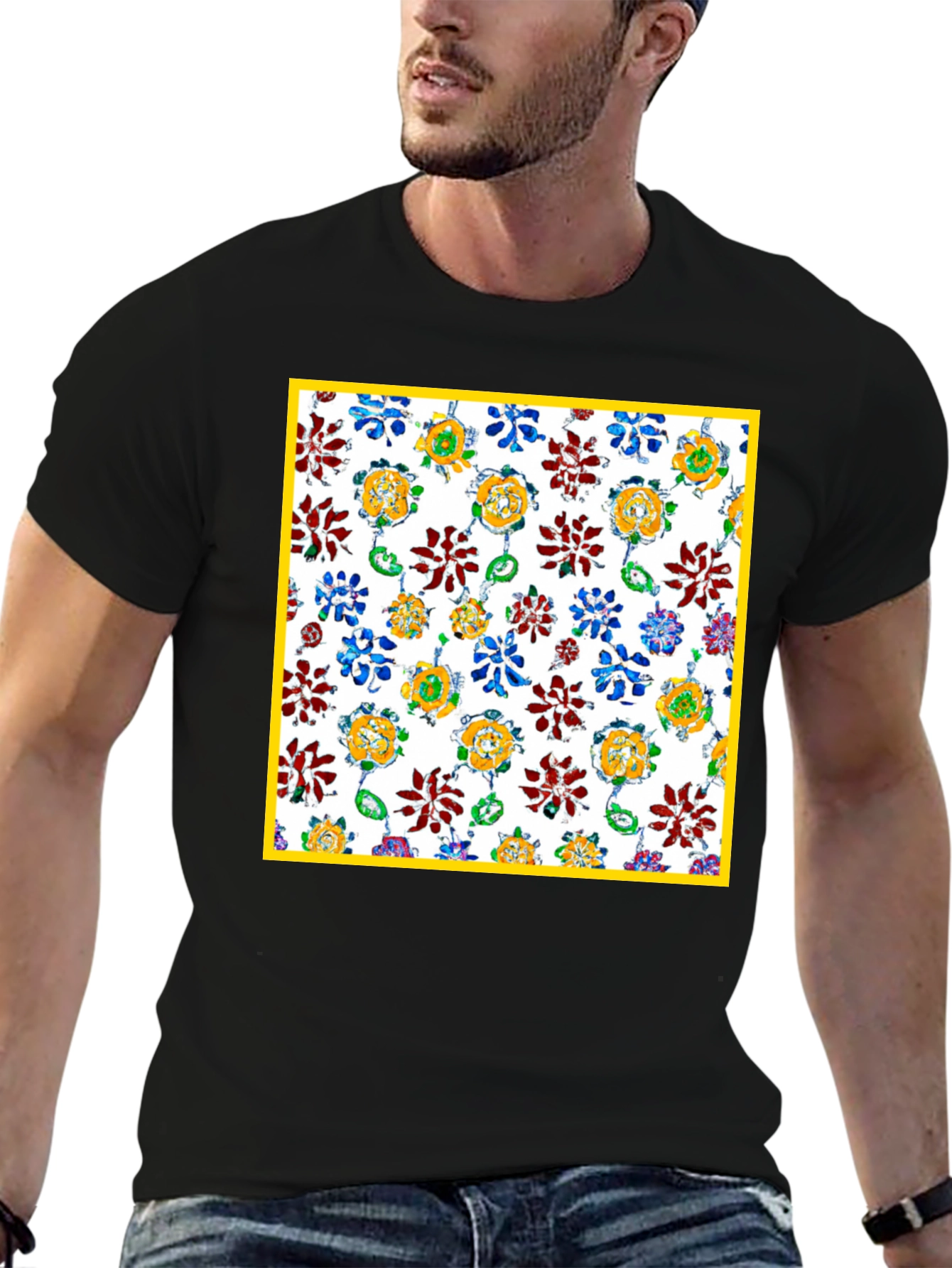 Floral Pattern Graphic Tee - Unique Print