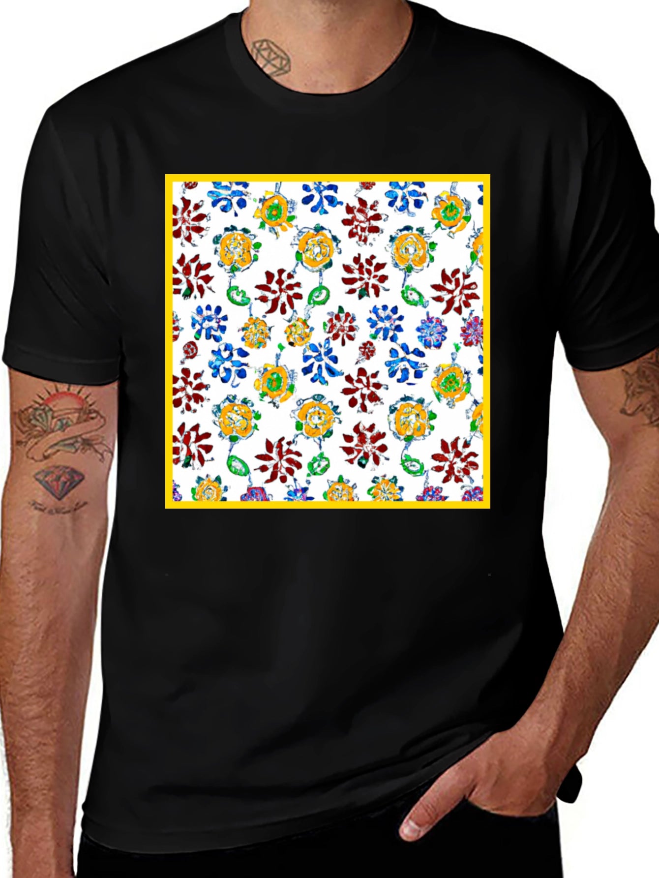 Floral Pattern Graphic Tee - Unique Print