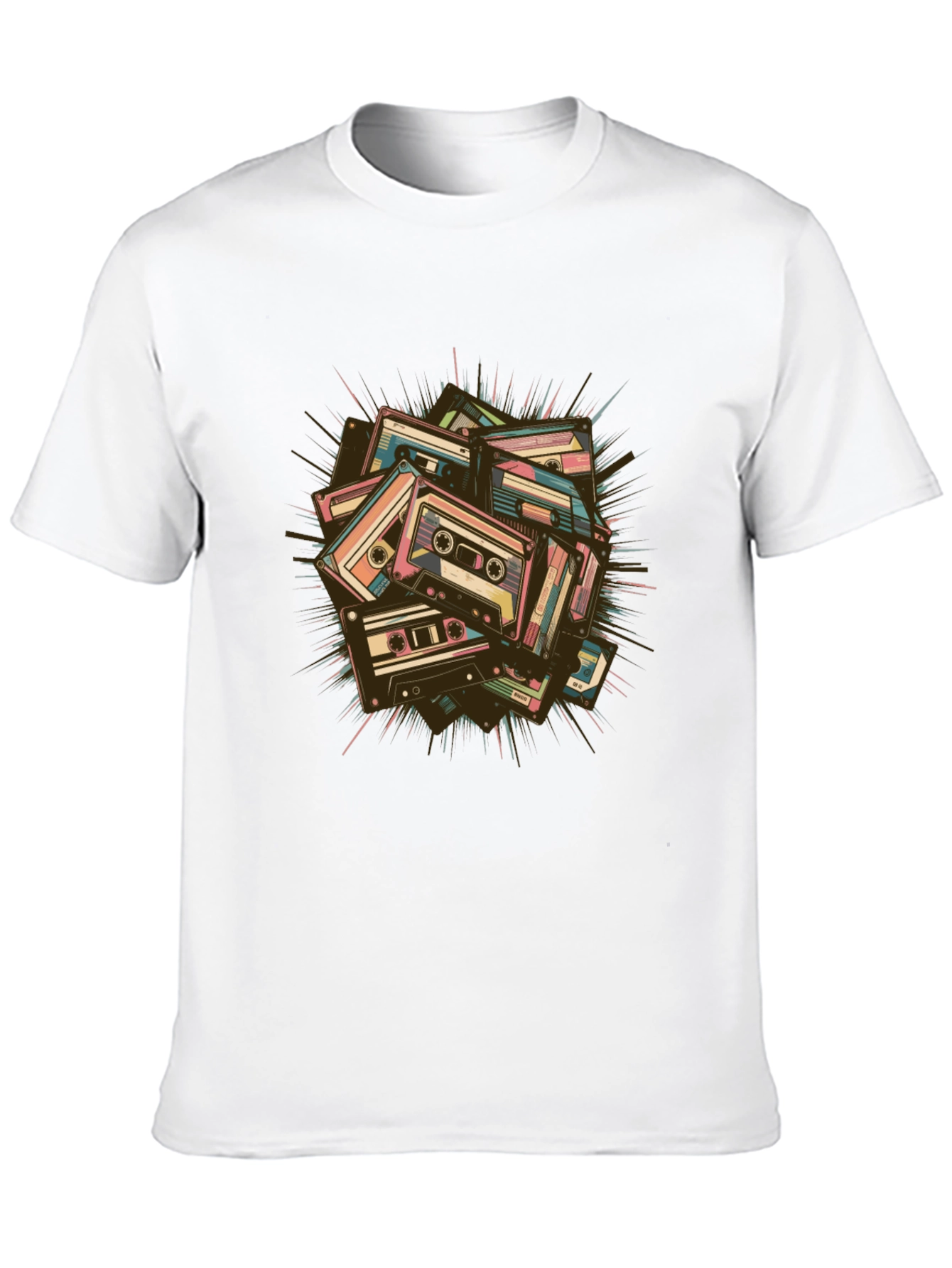 Retro Cassette Tape Graphic T-Shirt - Black