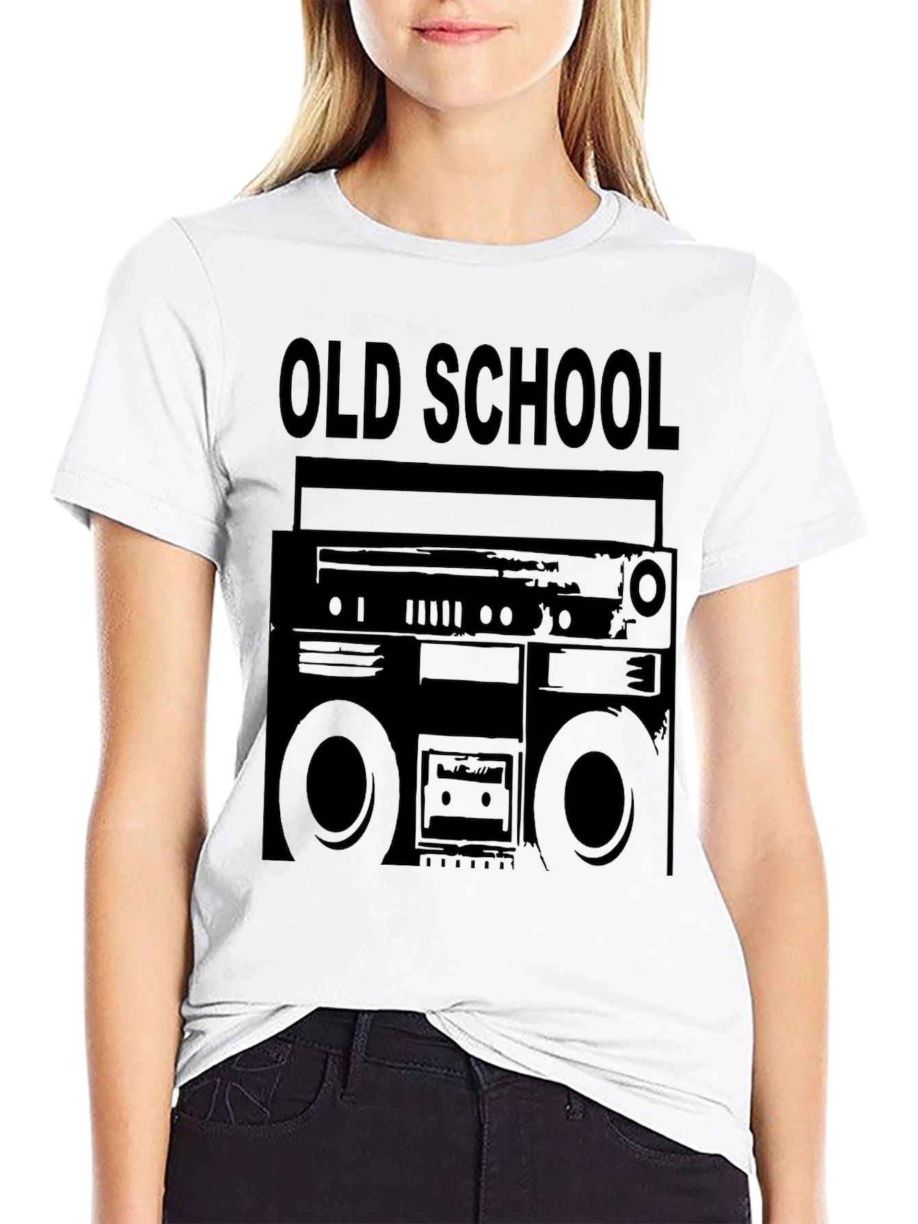 Old School Boombox Graphic Tee - Retro Style