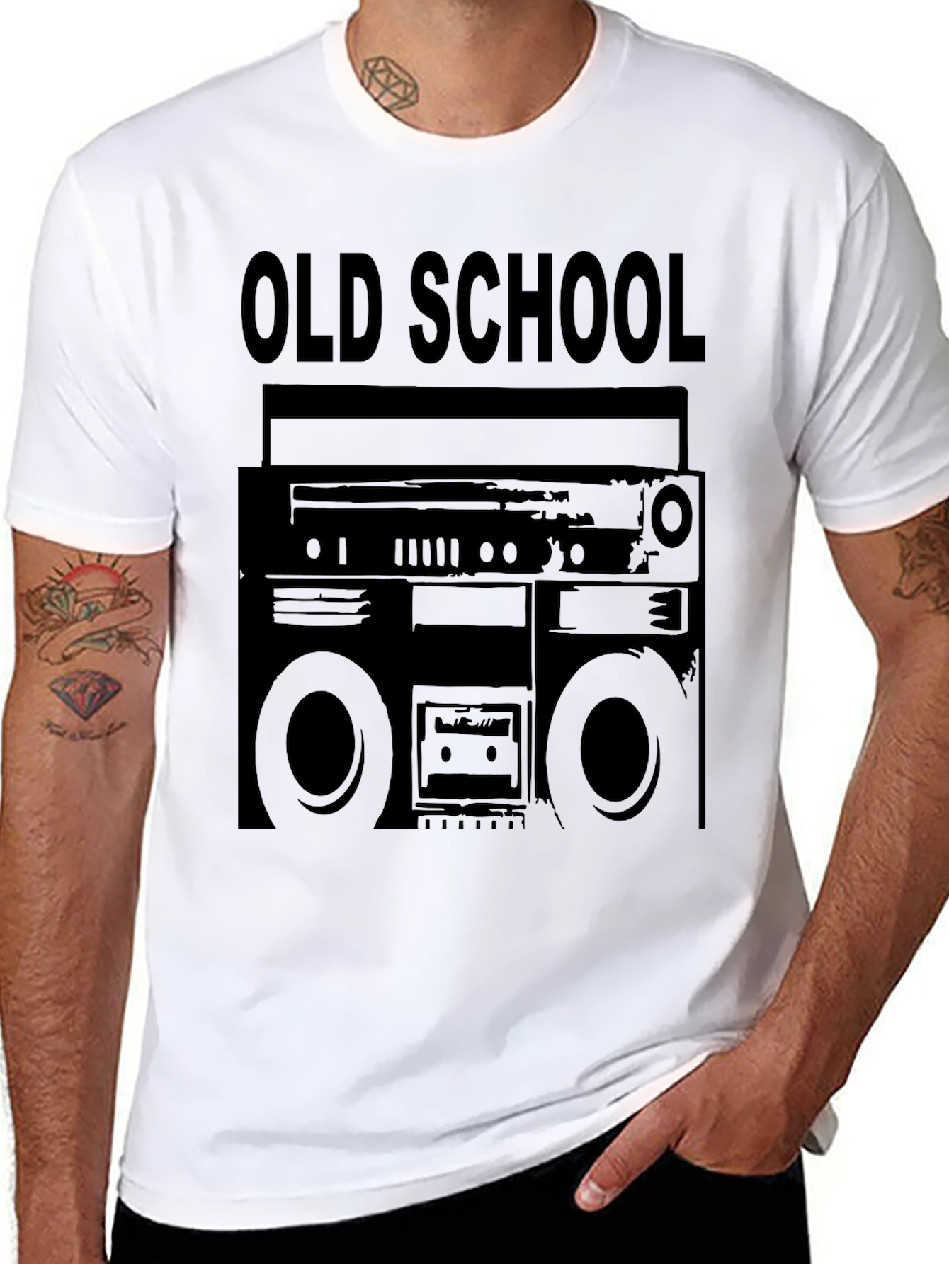 Old School Boombox Graphic Tee - Retro Style