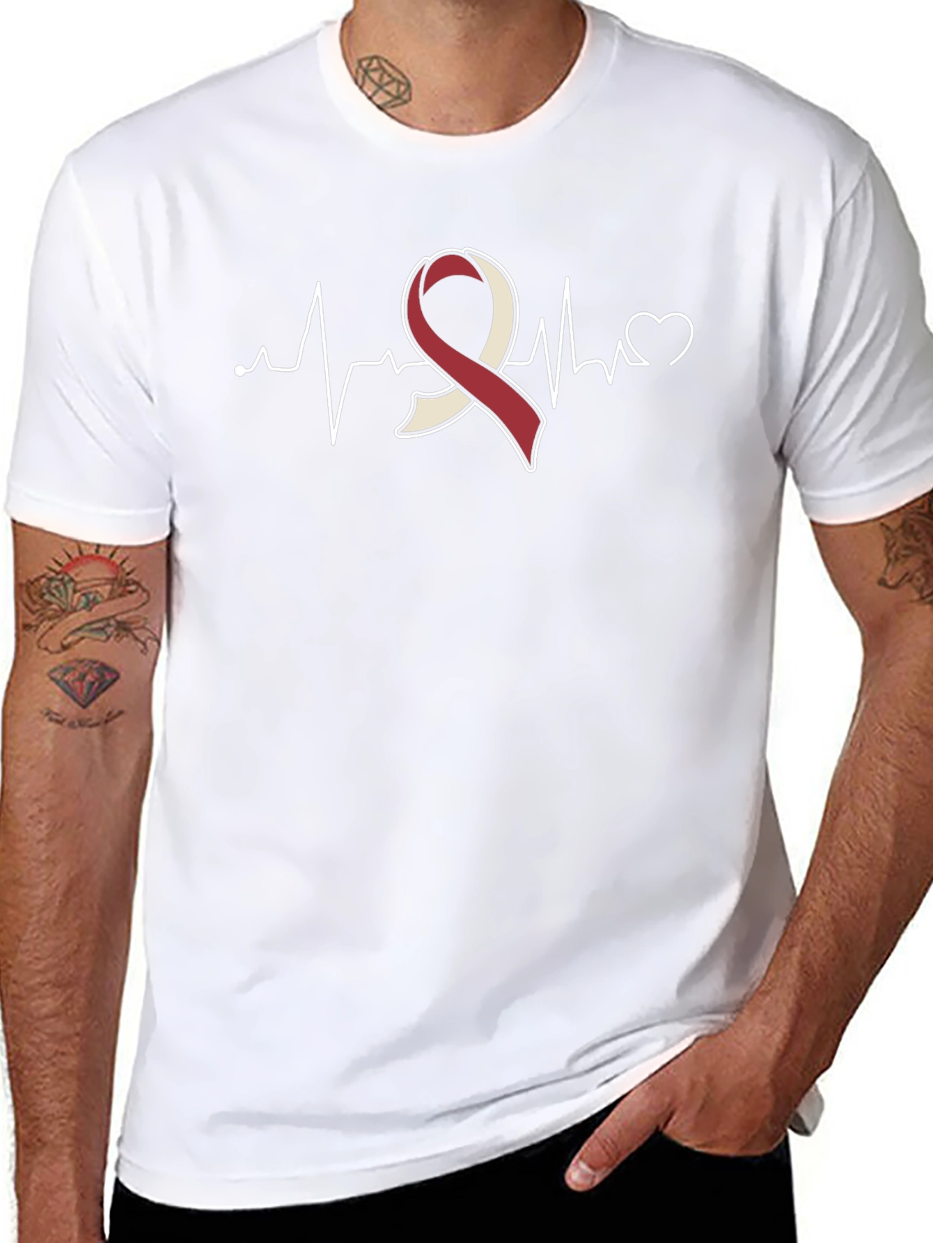 Awareness Ribbon Heartbeat T-Shirt