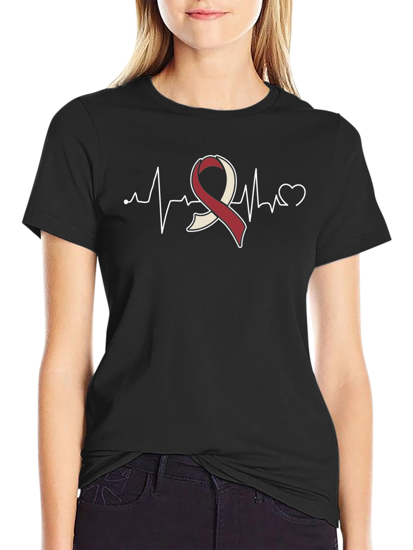 Awareness Ribbon Heartbeat T-Shirt