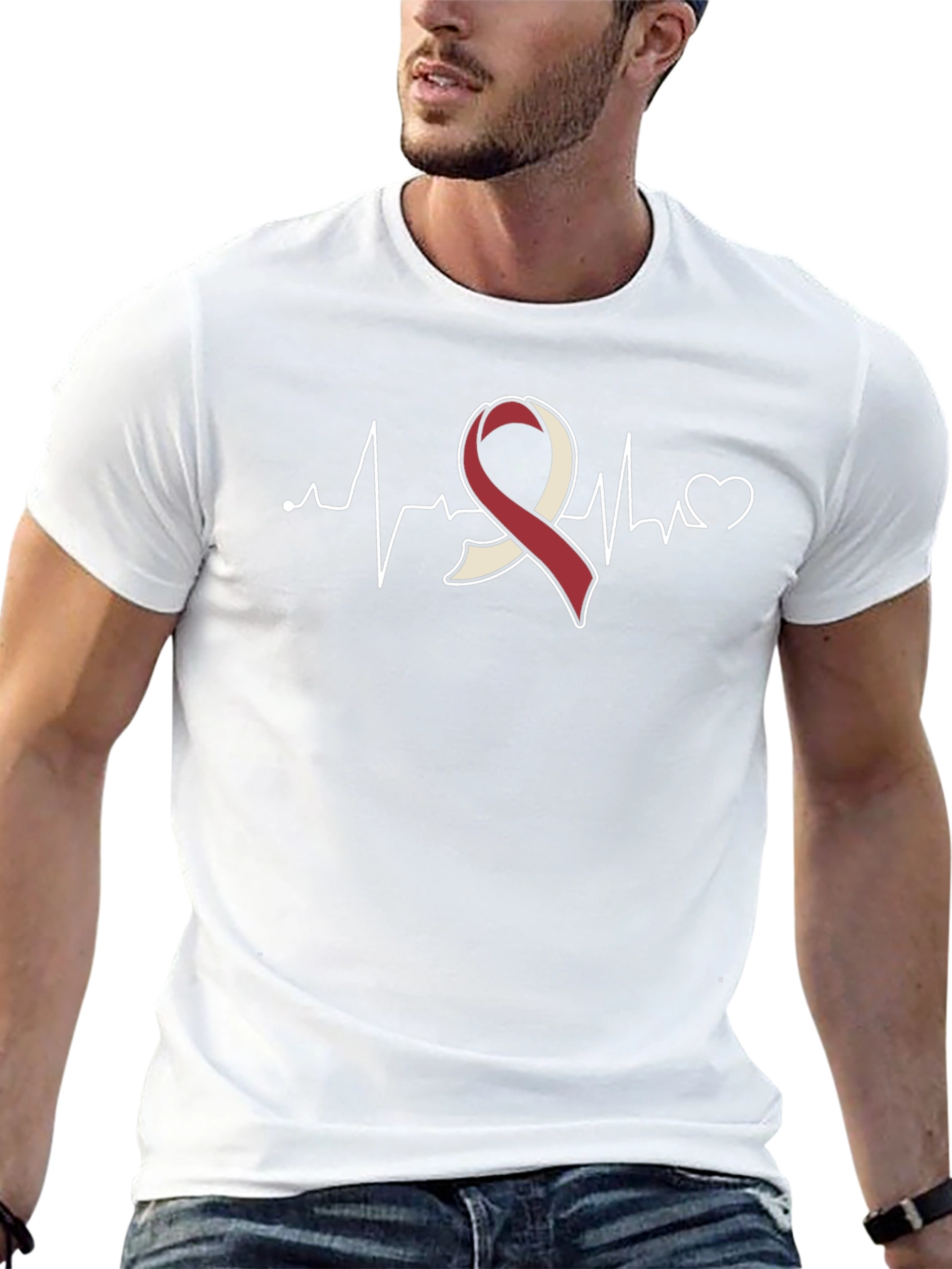 Awareness Ribbon Heartbeat T-Shirt