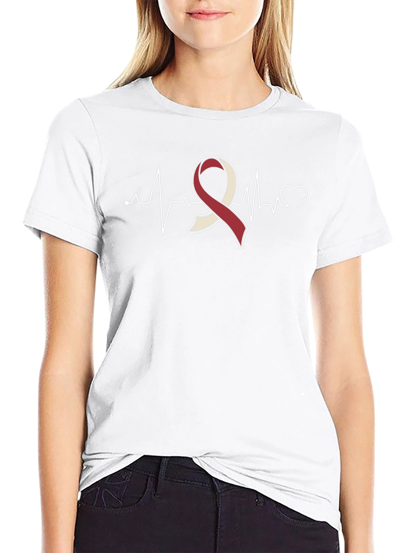 Awareness Ribbon Heartbeat T-Shirt