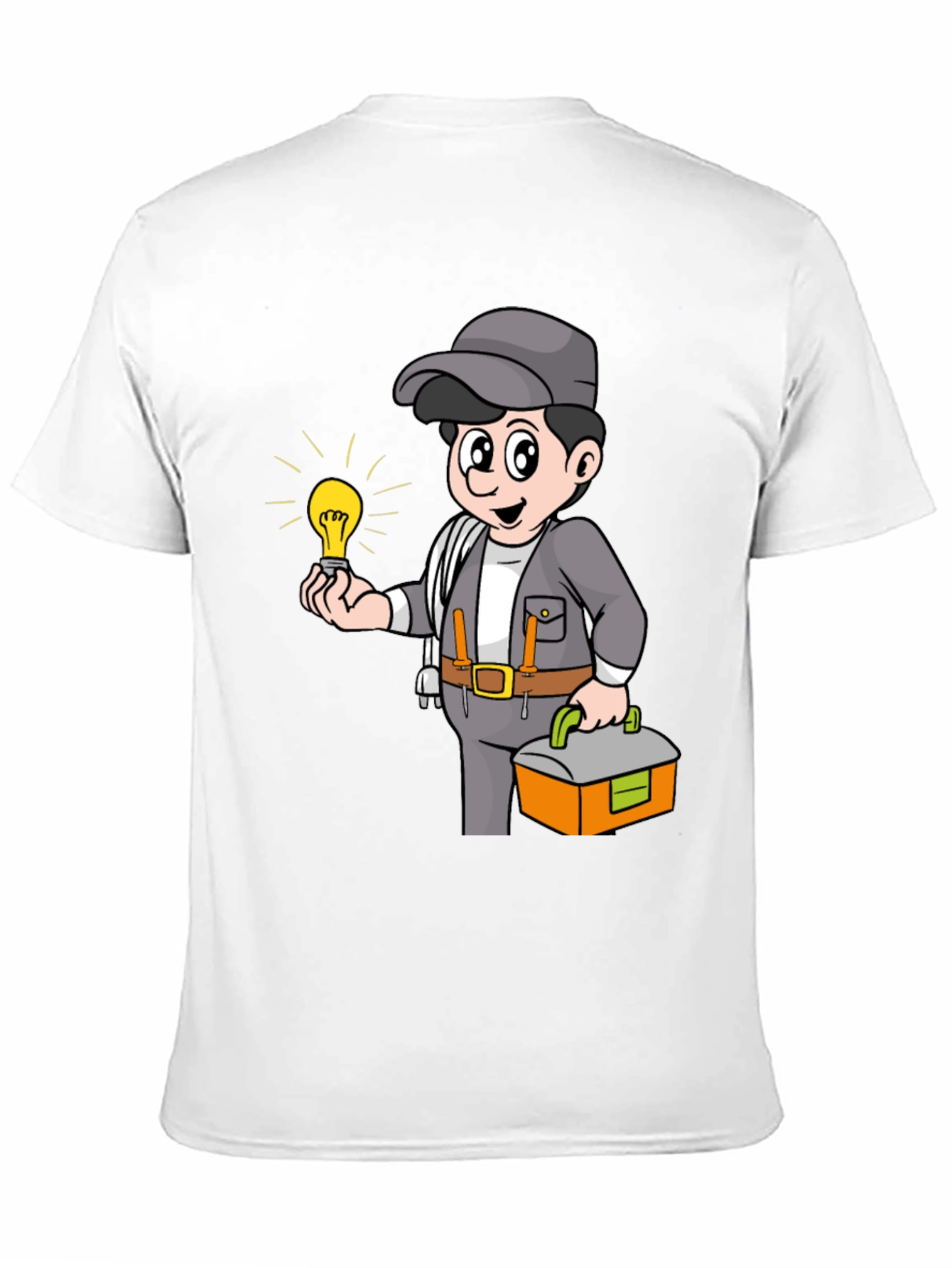Electrician Cartoon Graphic Tee - Black