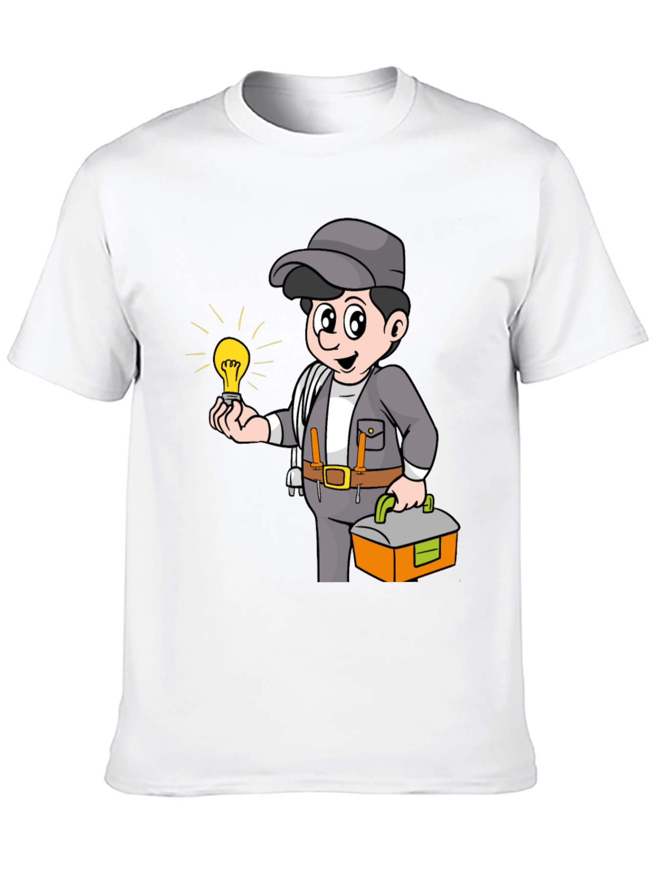 Electrician Cartoon Graphic Tee - Black