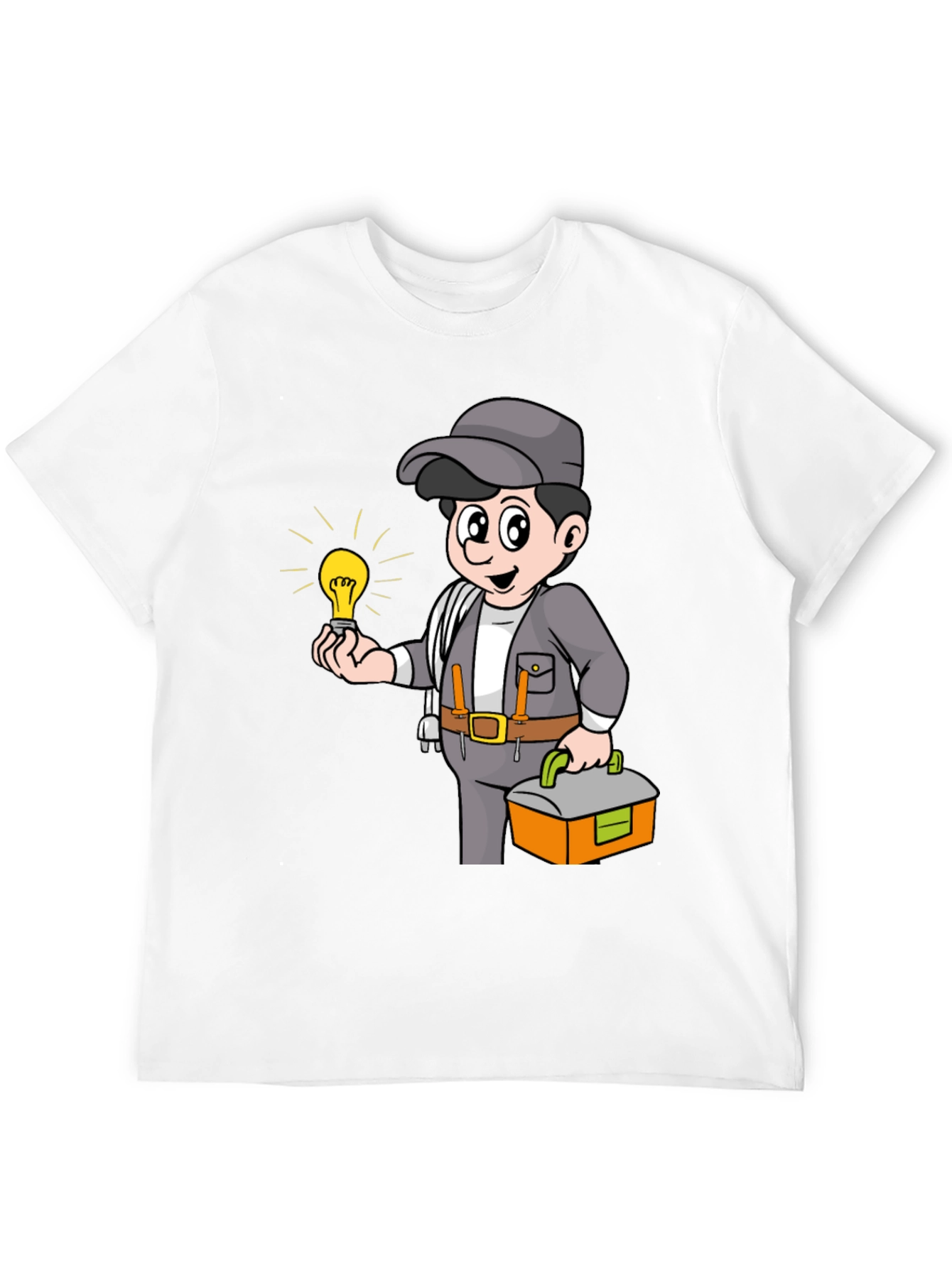 Electrician Cartoon Graphic Tee - Black