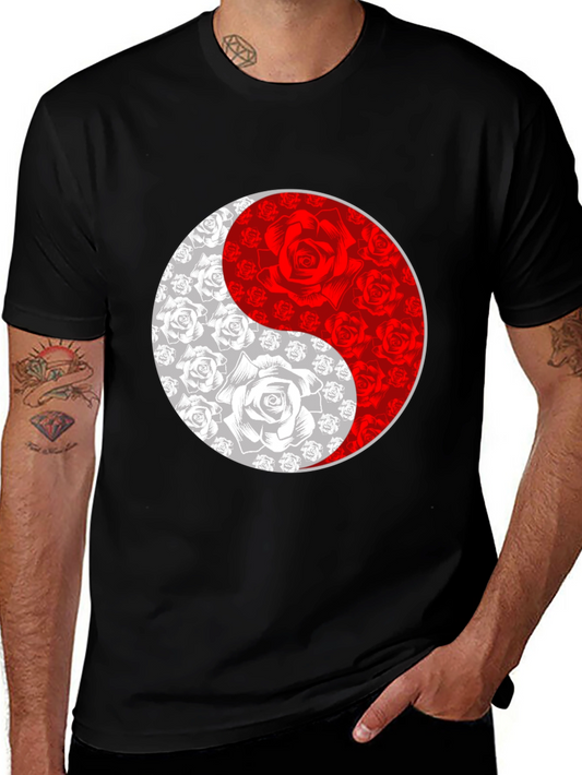 Yin Yang Rose Graphic Tee - Black T-Shirt