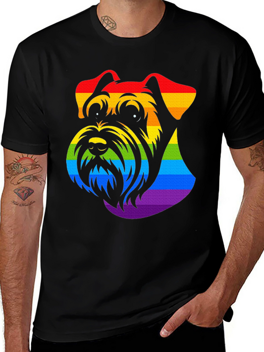 Rainbow Schnauzer Graphic Tee - Black Cotton
