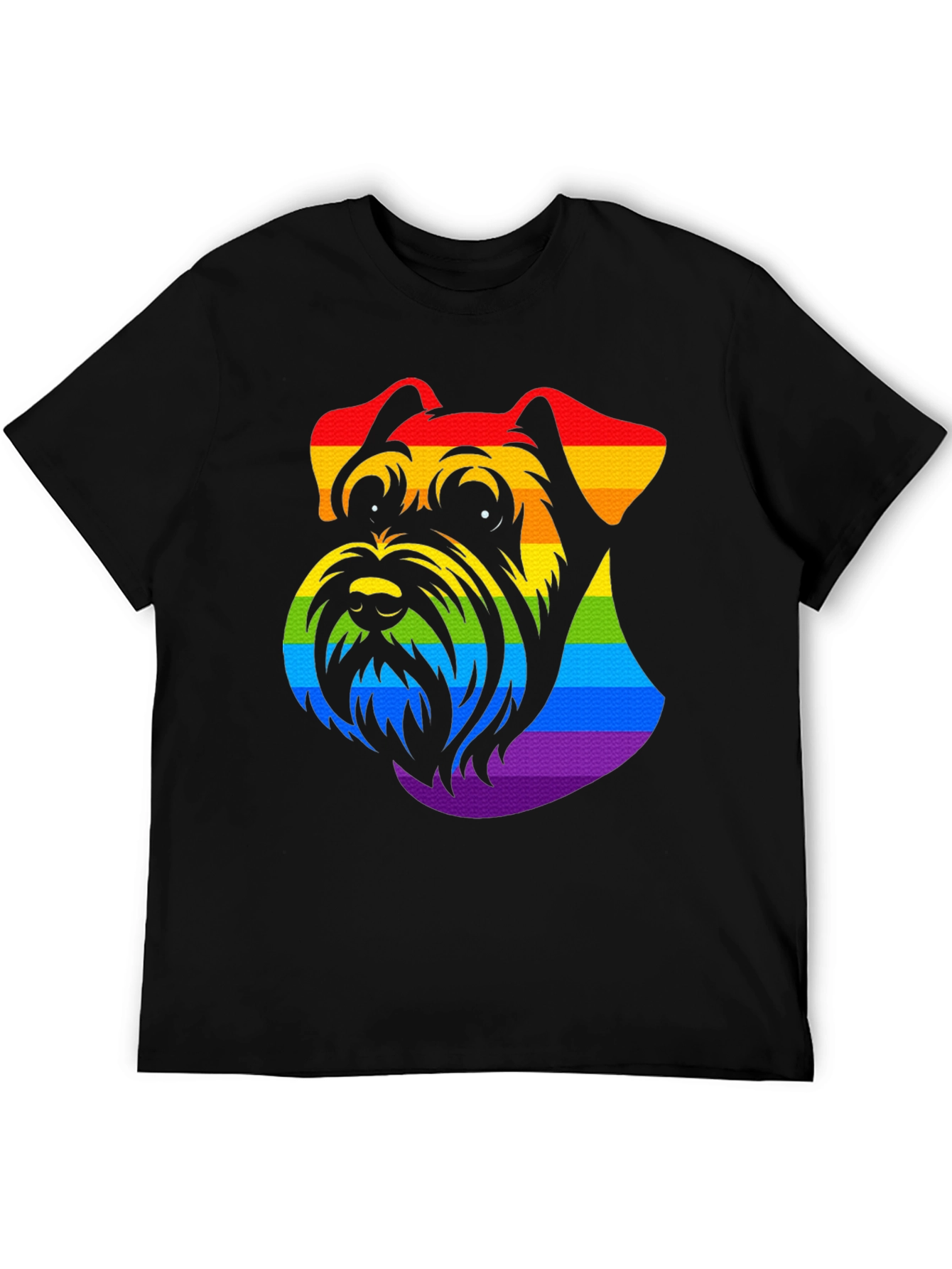 Rainbow Schnauzer Graphic Tee - Black Cotton