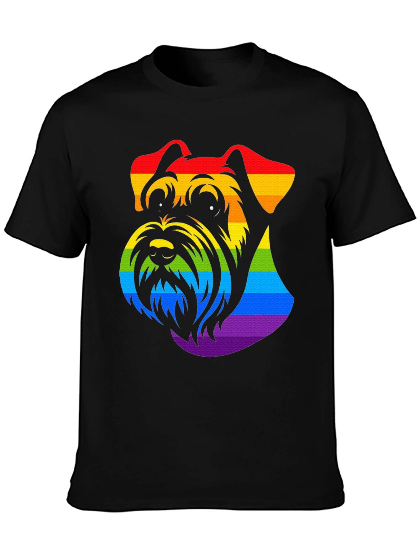Rainbow Schnauzer Graphic Tee - Black Cotton