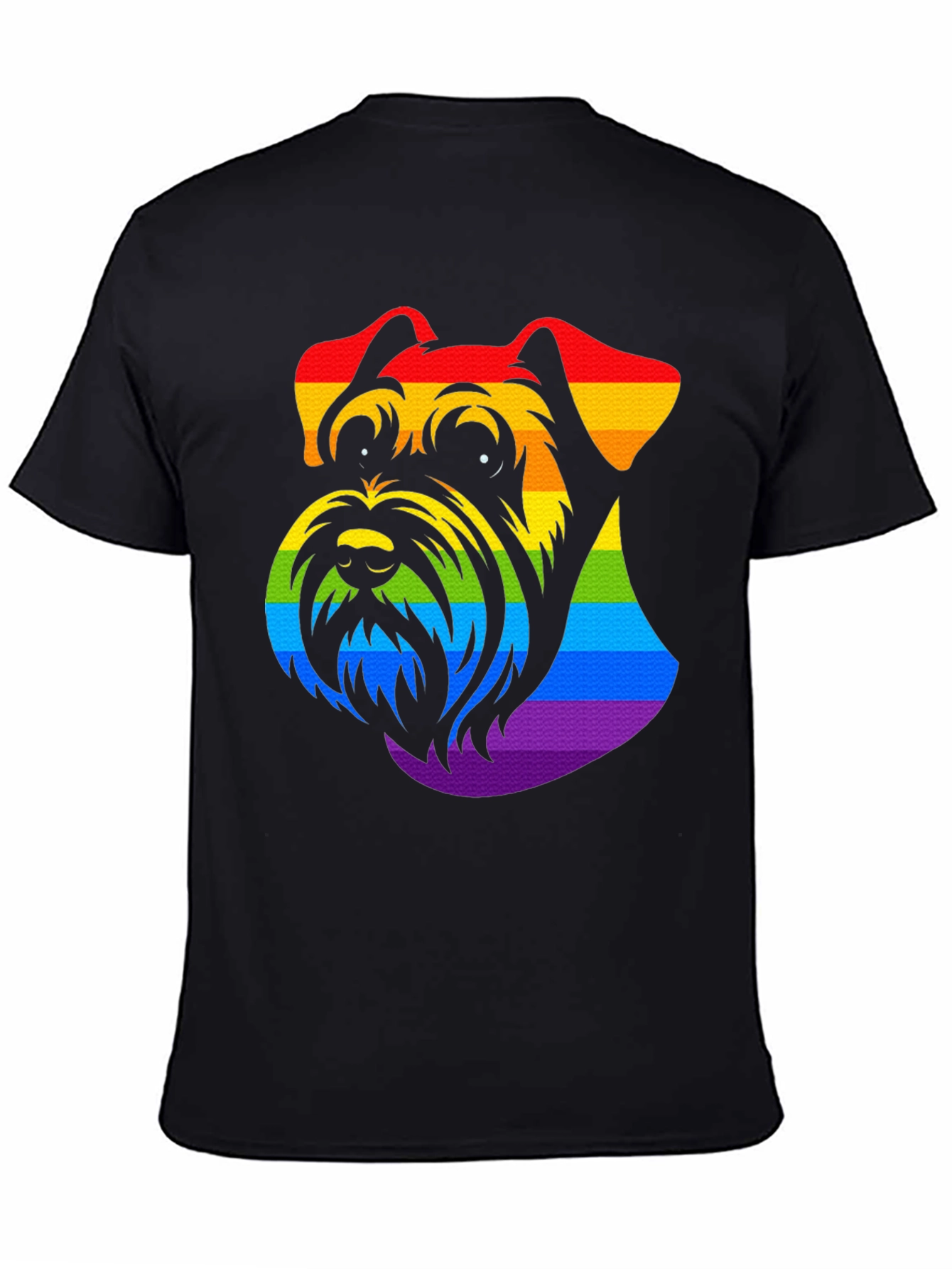 Rainbow Schnauzer Graphic Tee - Black Cotton