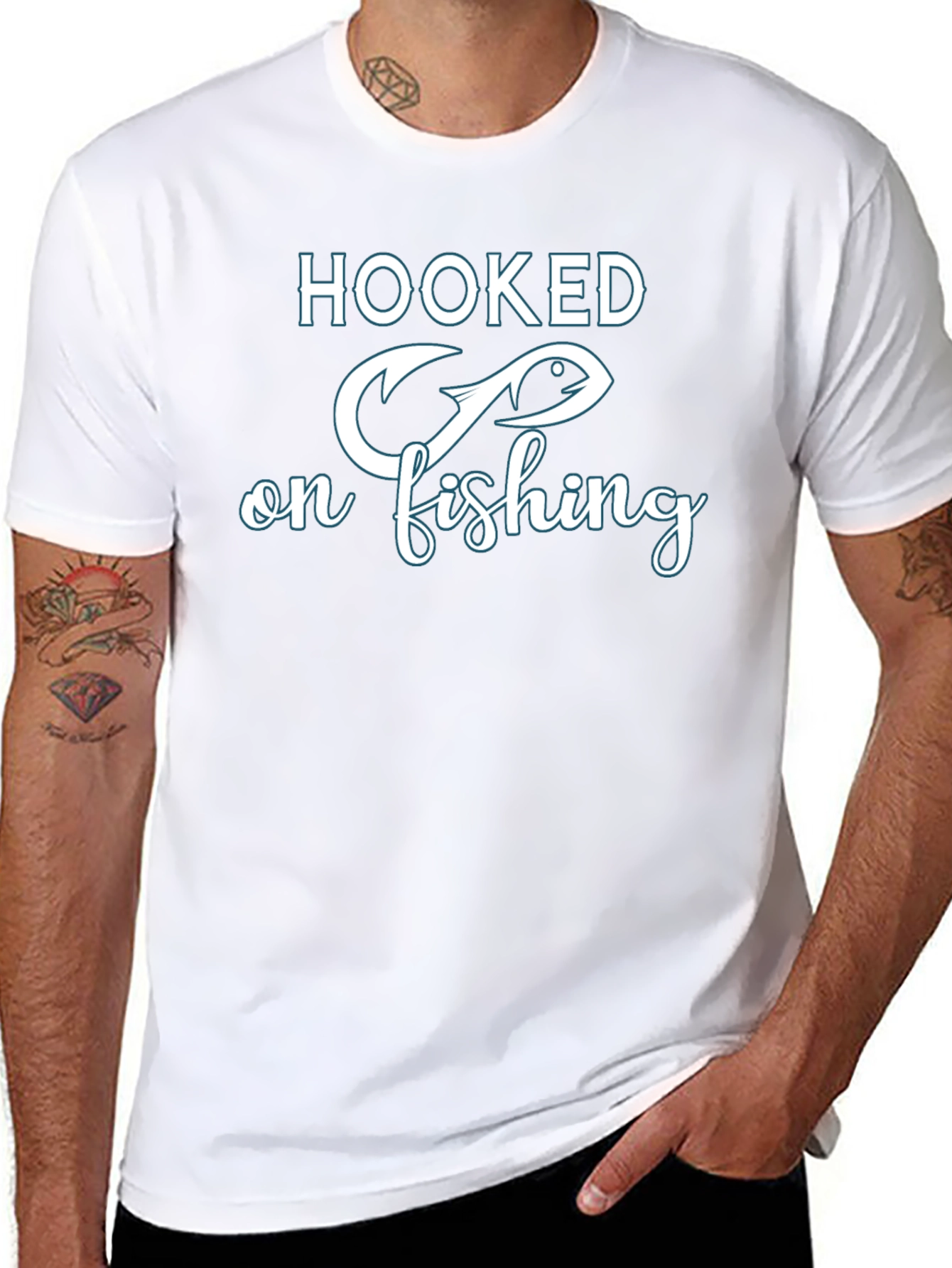 Hooked On Fishing Graphic T-Shirt - Fisherman Tee