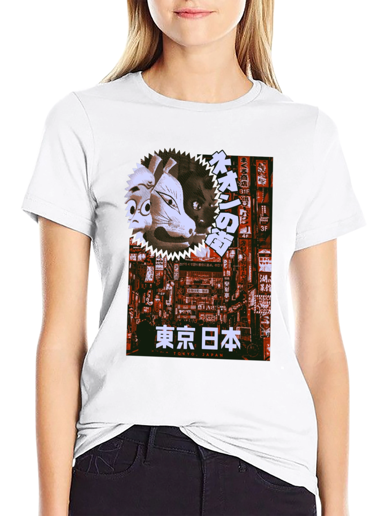Tokyo Japan Mask Graphic Tee - Black