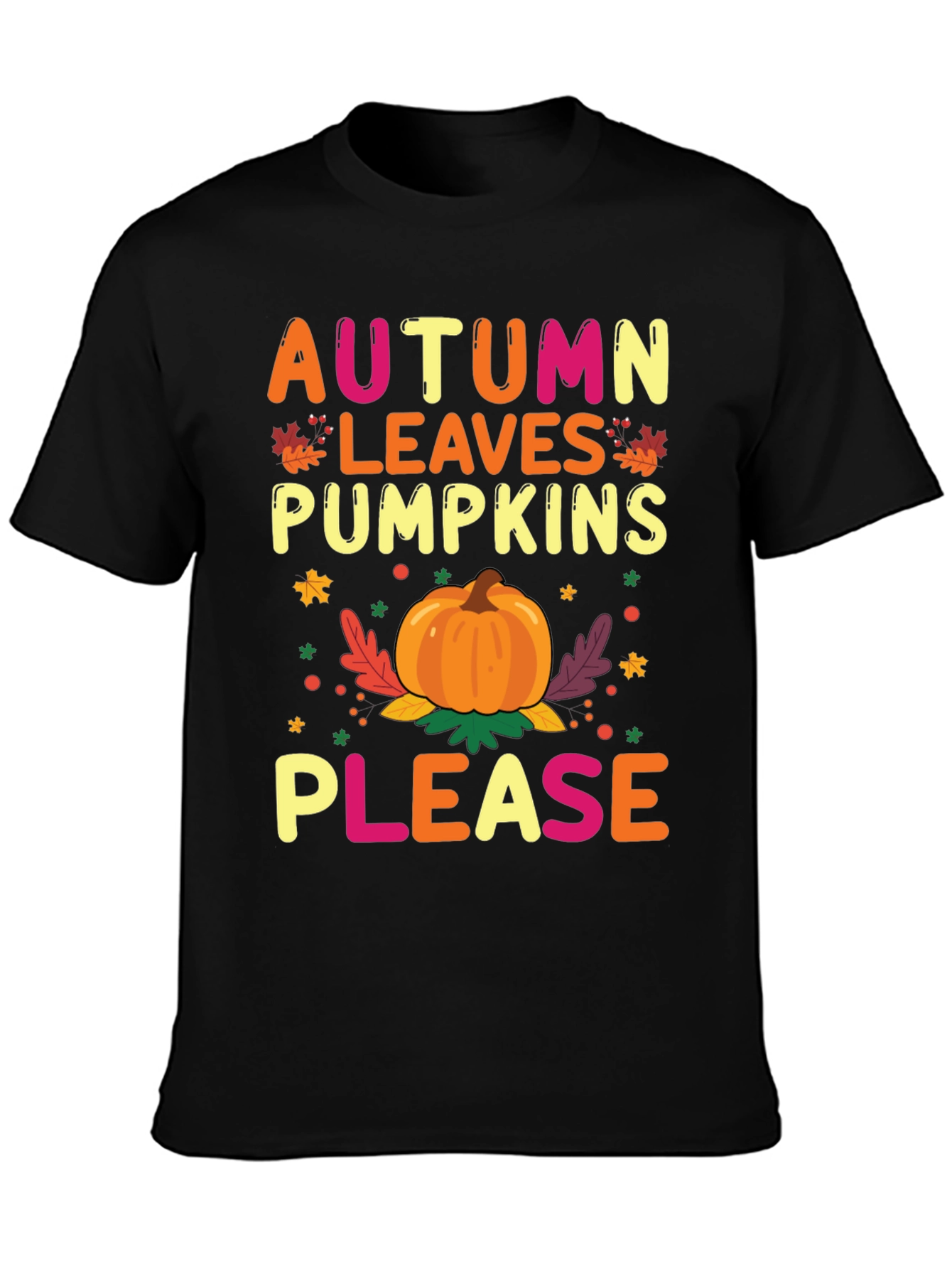 Autumn Leaves Pumpkins Please Graphic Tee