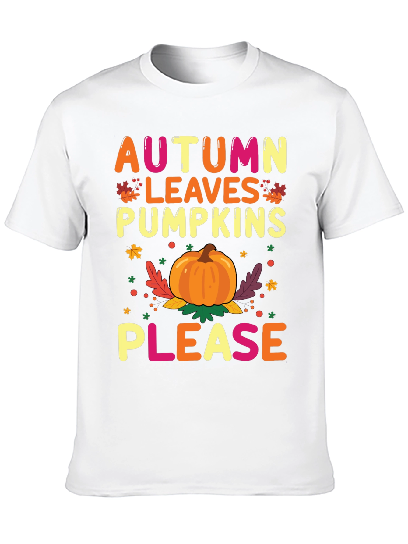 Autumn Leaves Pumpkins Please Graphic Tee