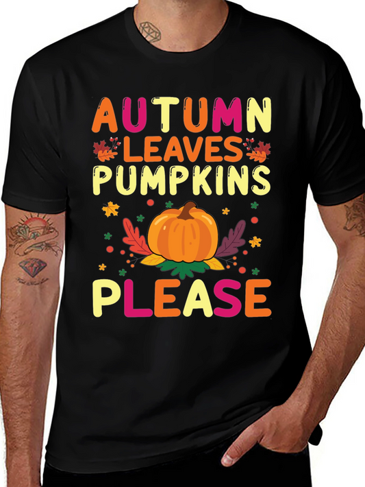 Autumn Leaves Pumpkins Please Graphic Tee