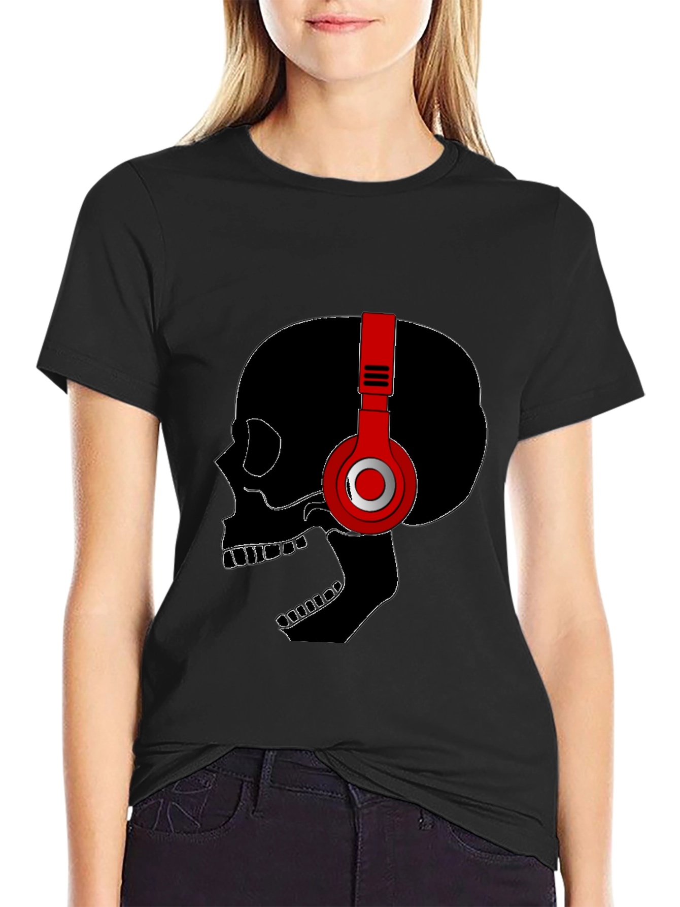 Skull with Headphones Graphic Tee