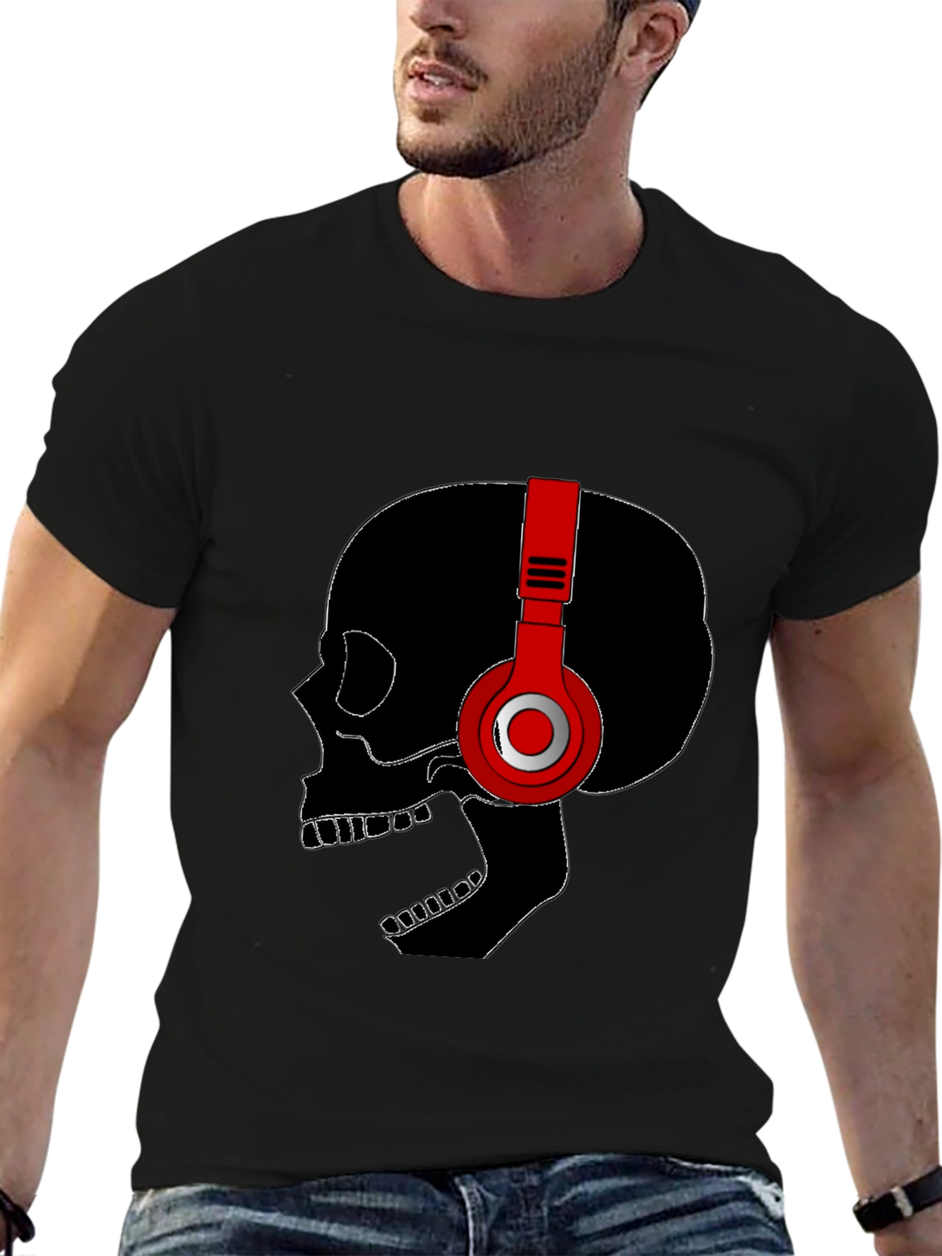Skull with Headphones Graphic Tee