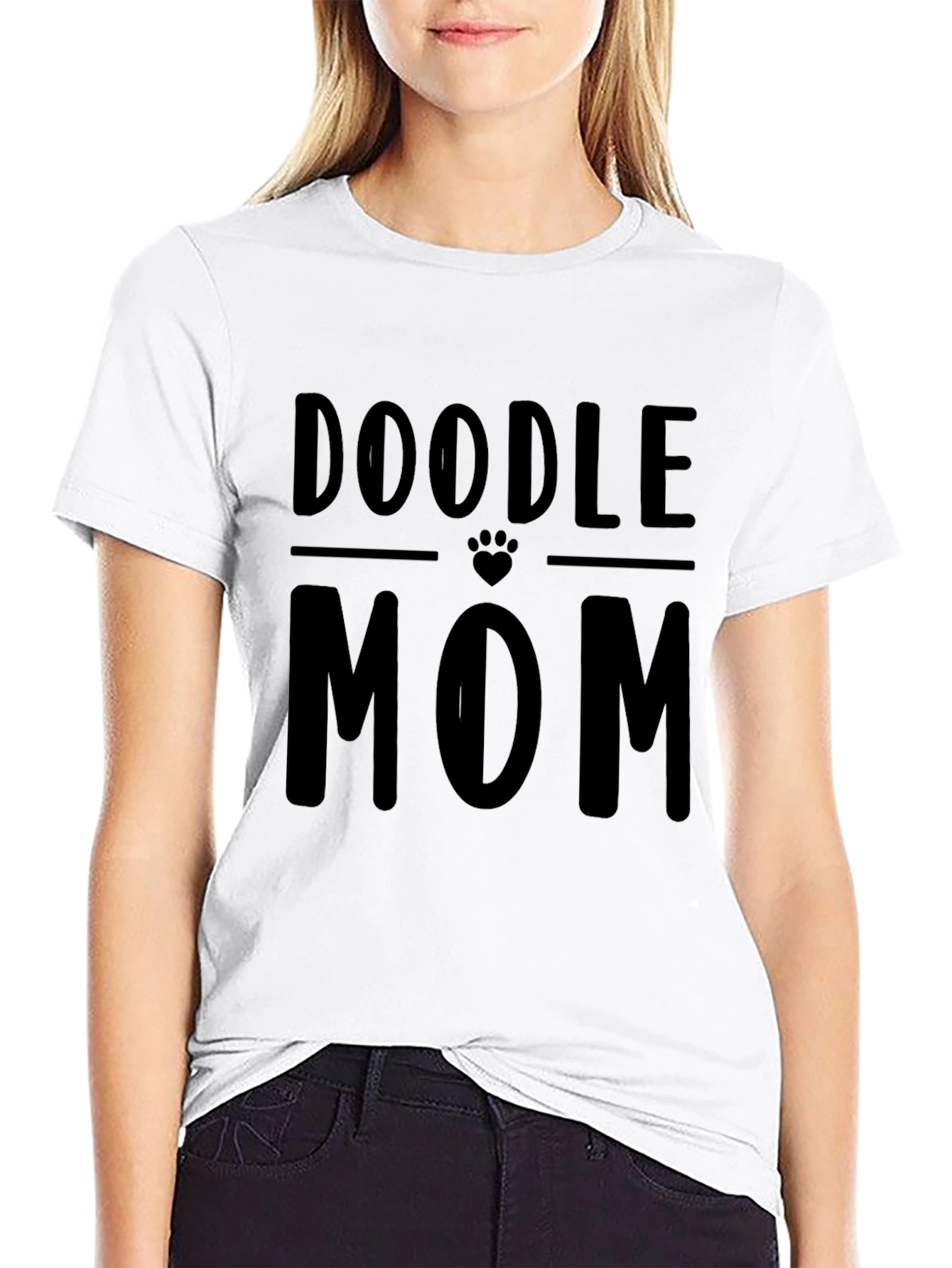 Doodle Mom Graphic T-Shirt - Black Crew Neck Tee