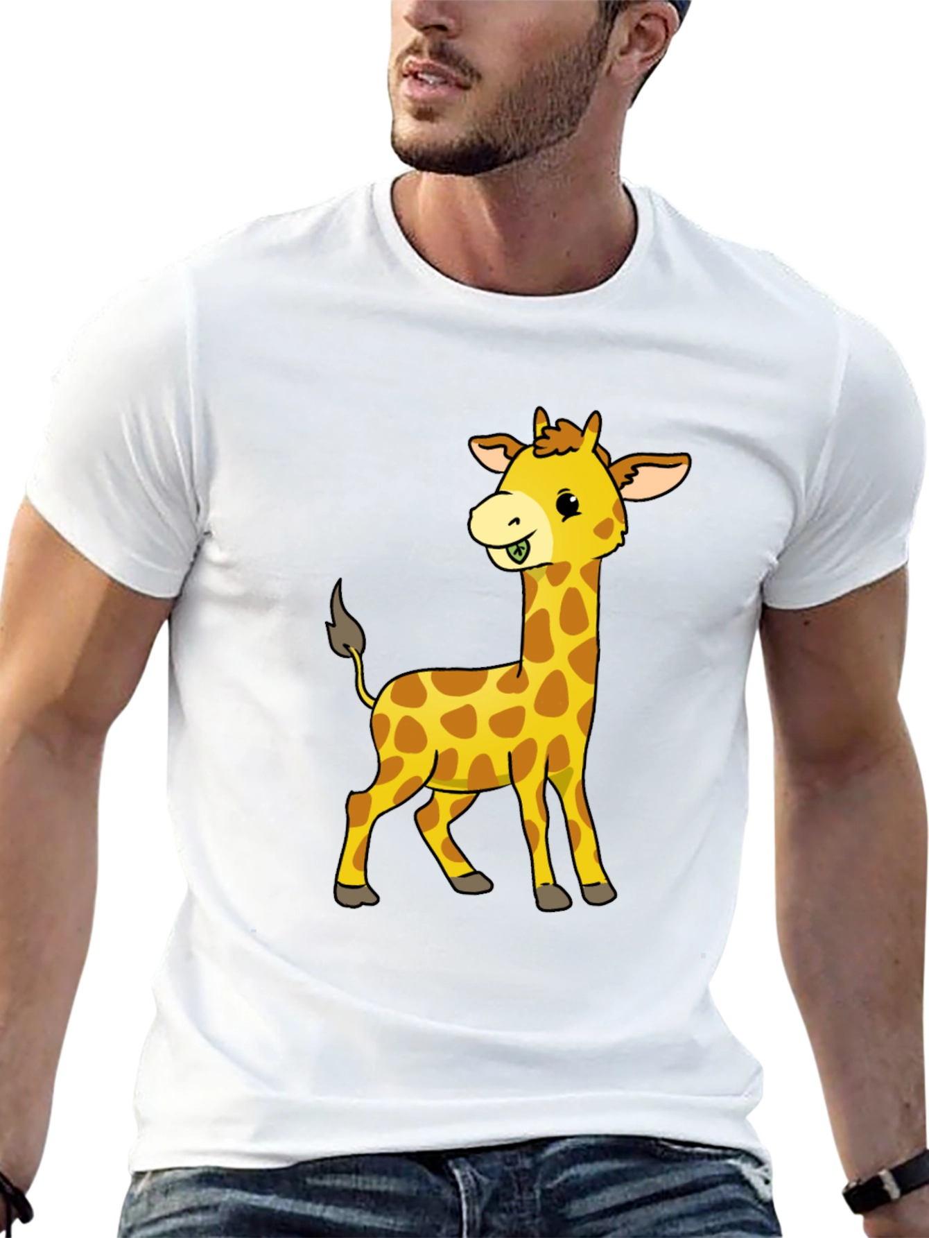 Cute Giraffe Graphic Tee - Black Casual Shirt