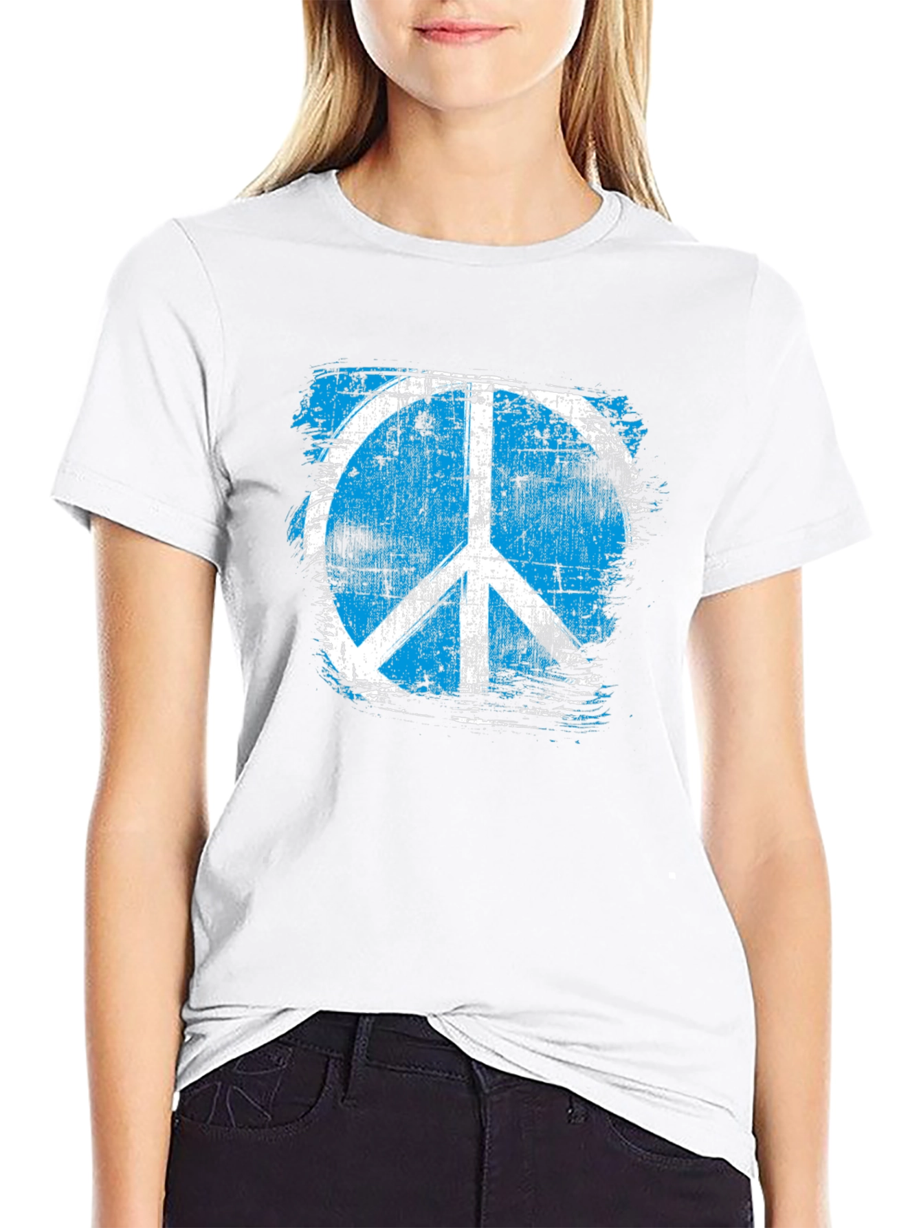 Distressed Peace Sign Graphic T-Shirt