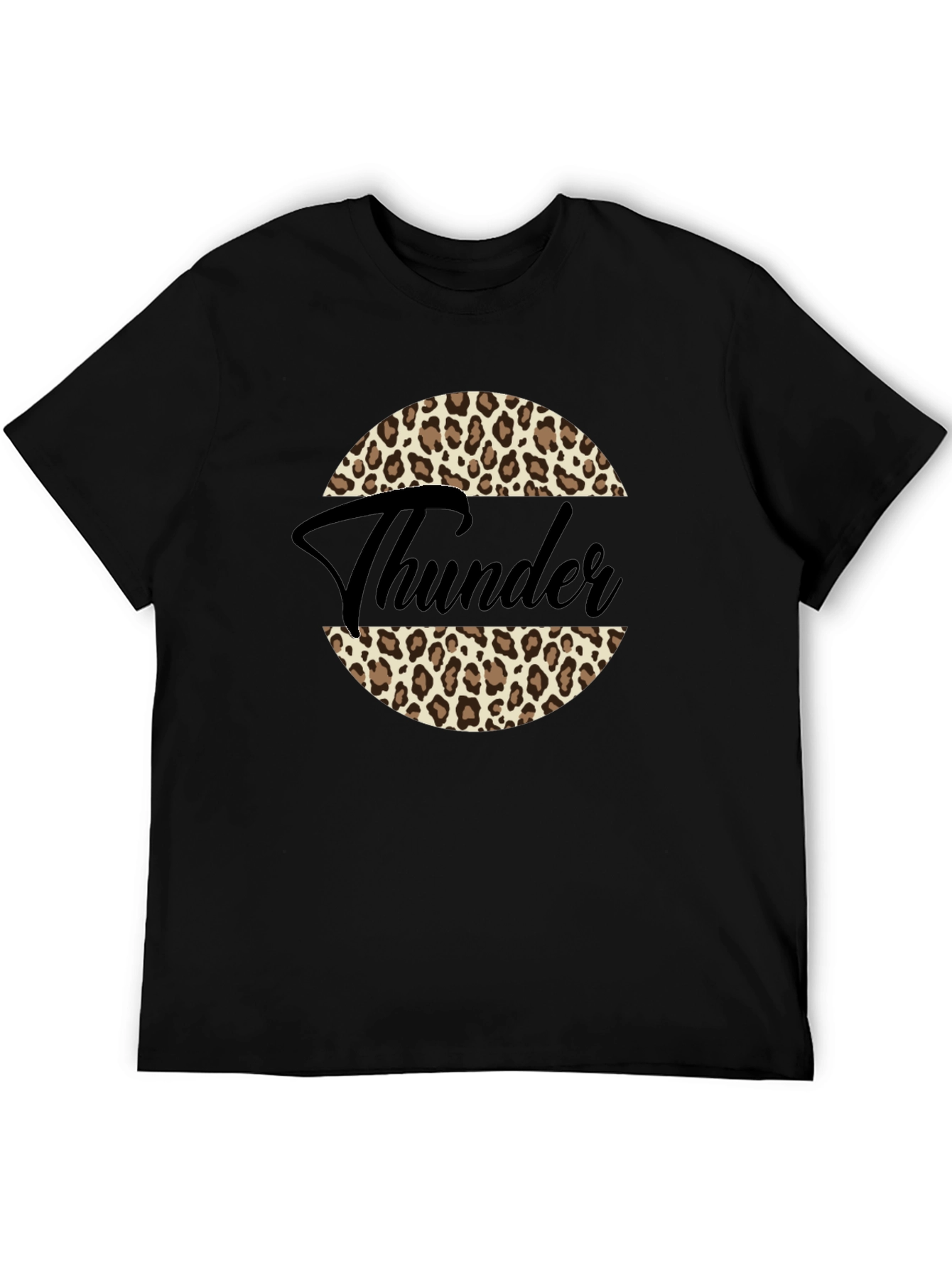 Leopard Print Thunder Graphic Black T-Shirt